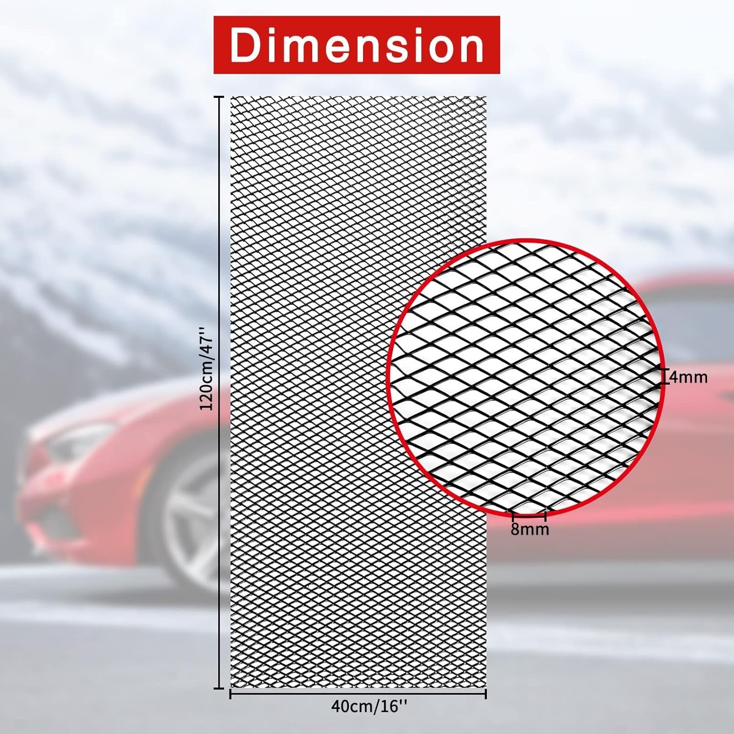 47”×16‘’ Car Grill Mesh Metal Mesh 120X40Cm Expanded Metal Sheet Made of Black
