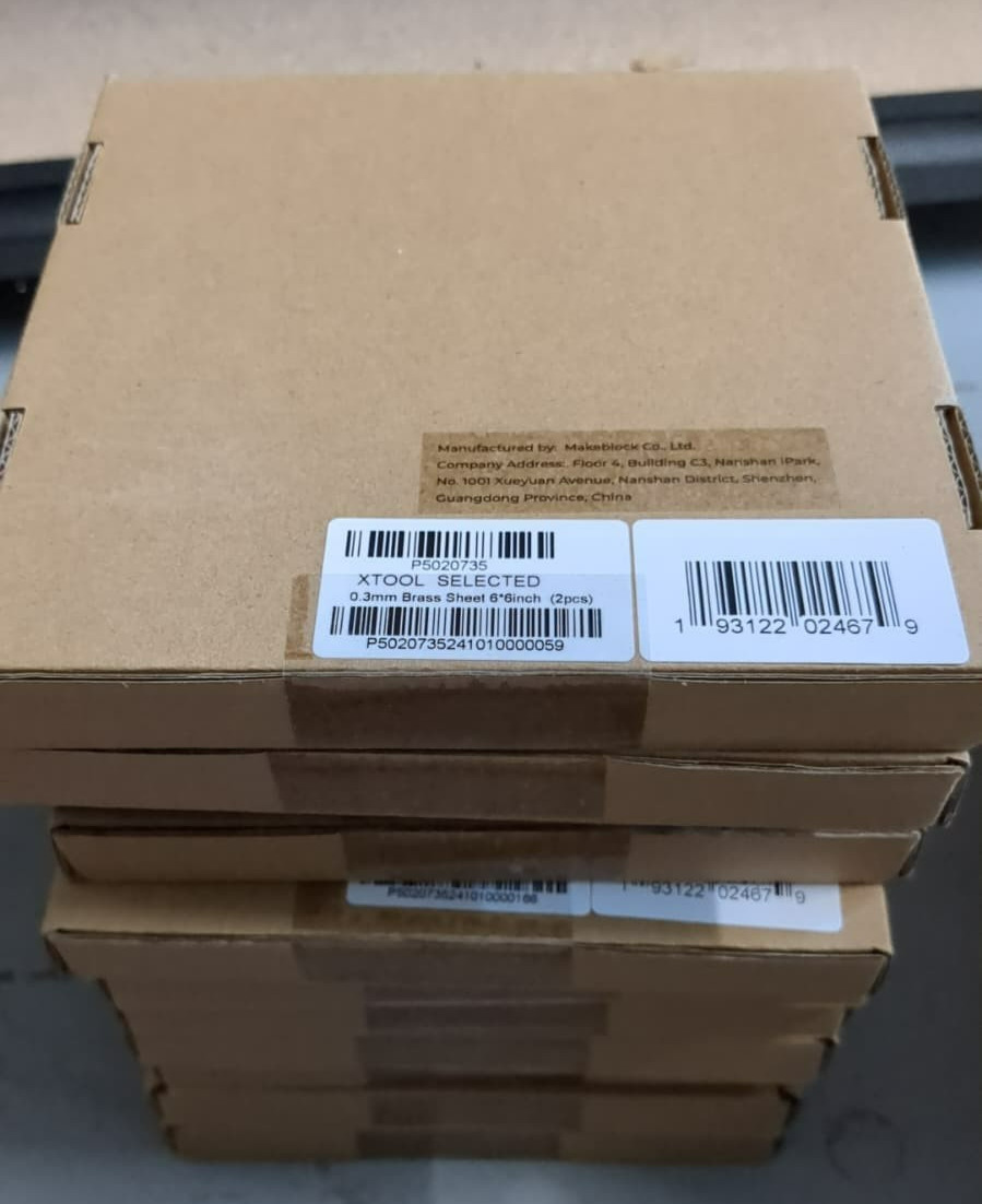 22 Pcs Brass Sheet, 6″ X 6″, 1/64″ or 0.3mm Thickness, NEW IN BOX, NO SCRATCHES