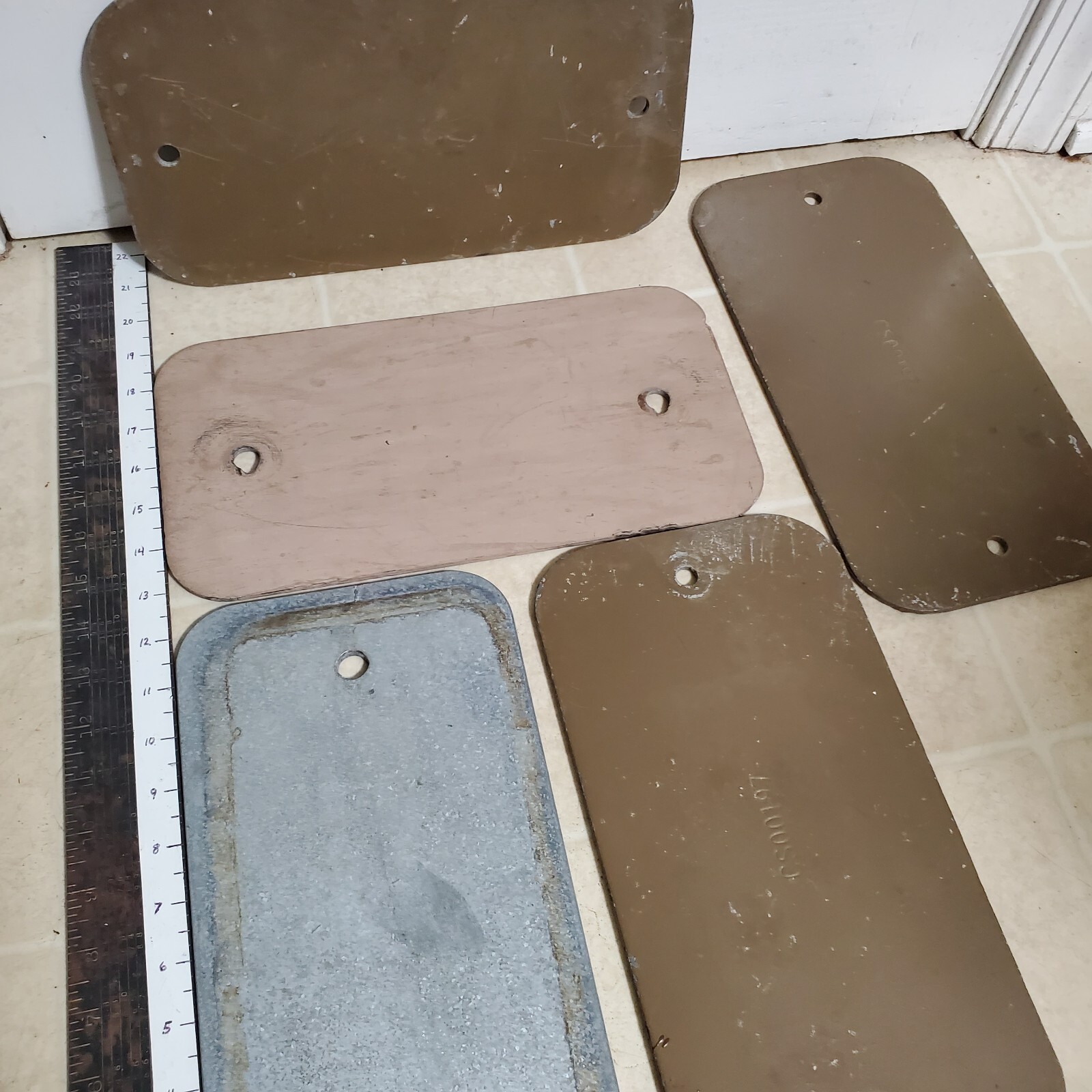 Galv Steel Plate Sheet 12-1/2″ x 6-1/2 x 3/16″ 2 Hole Metal Cover Brown Paint