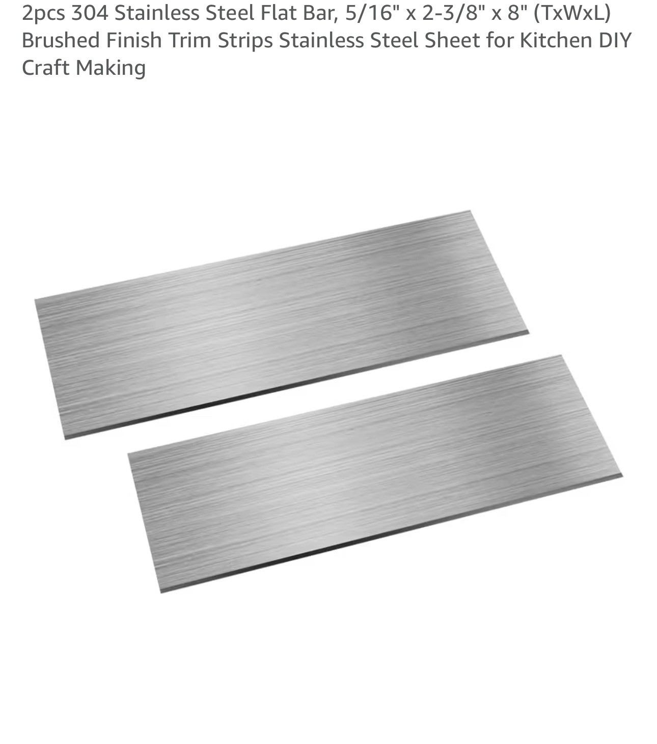 2 Pcs 304 Stainless Steel Flat Bar 5/16″ x 2-3/8″ x 8″ Trim Strips Sheet