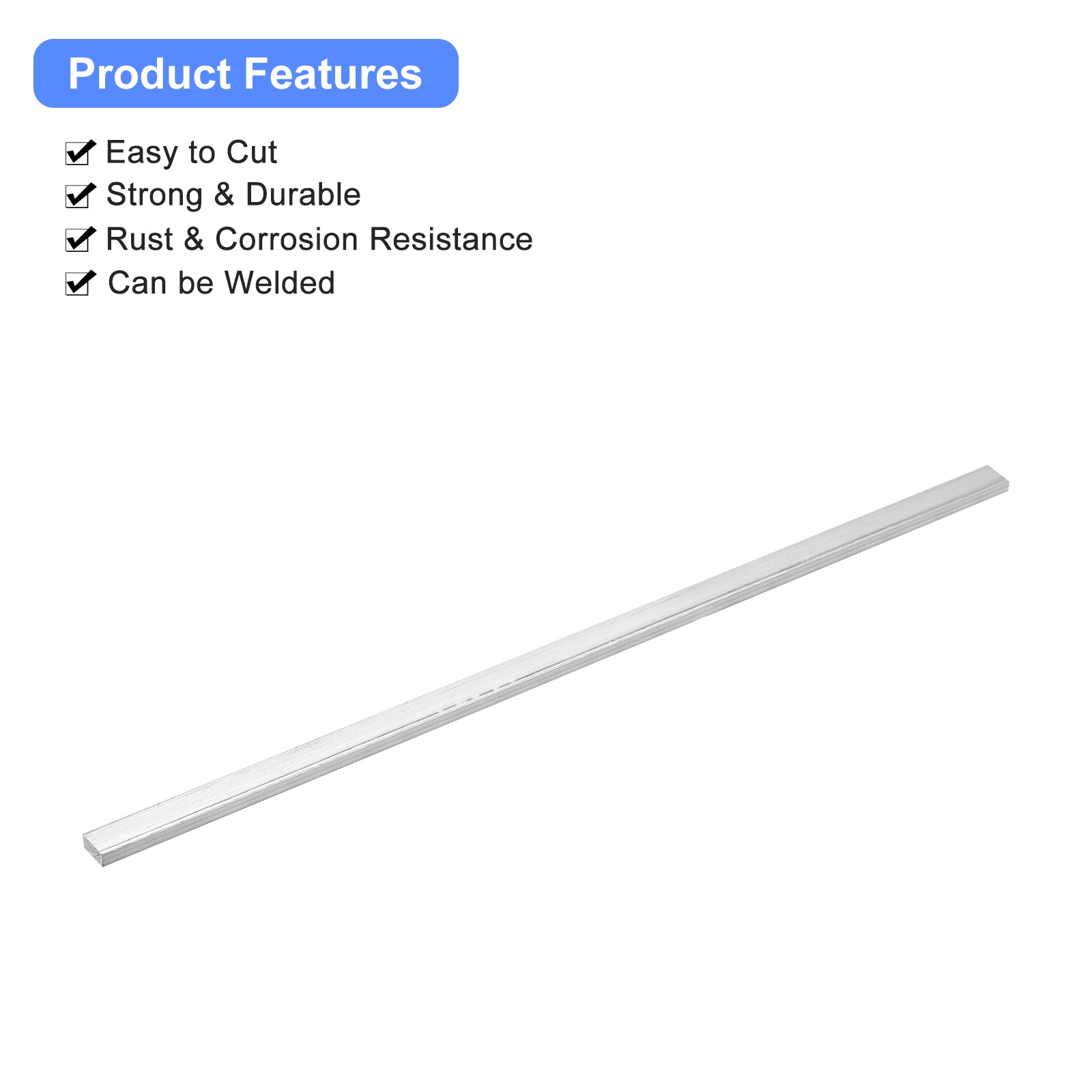 2Pcs Square Aluminum Bar 3/16″ Thick 0.4″ Width 12″ Length