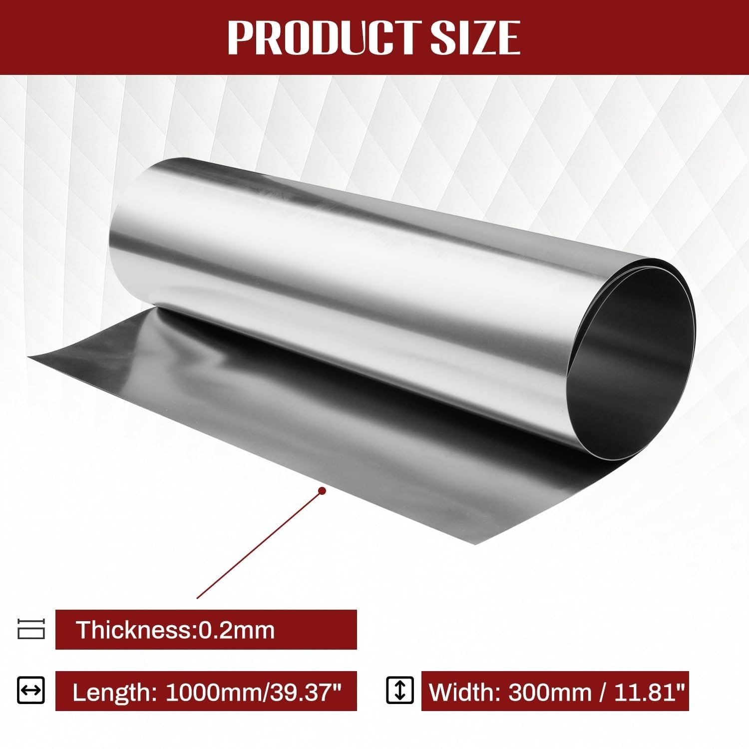 304 Stainless Steel Foil Roll 0.2mm x 300mm x 1M – Metal Sheet for Crafts & Indu