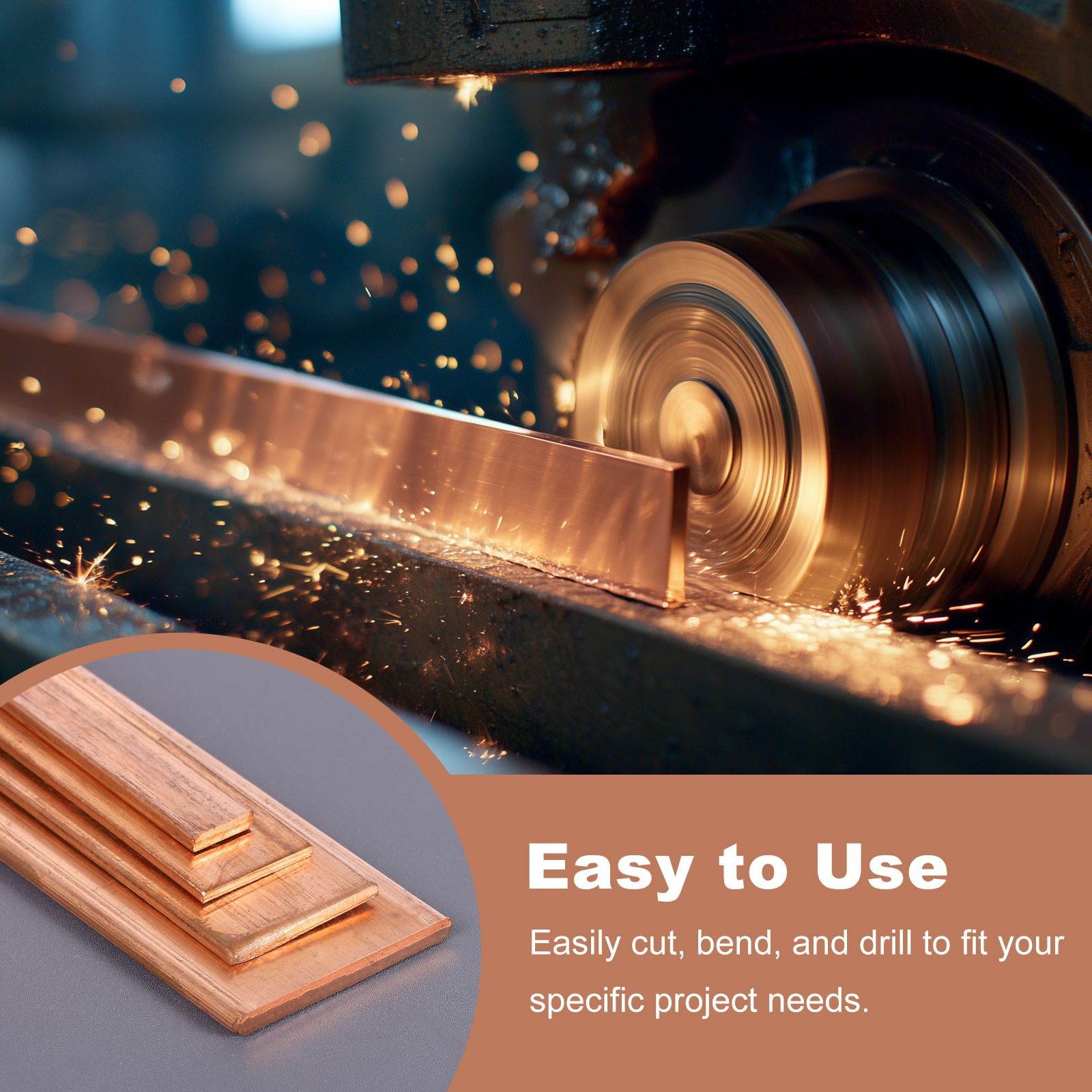 Copper Flat Bar 1/8″ x 1-3/16″ x 9” C110 Solid Copper Bus Bar Stock