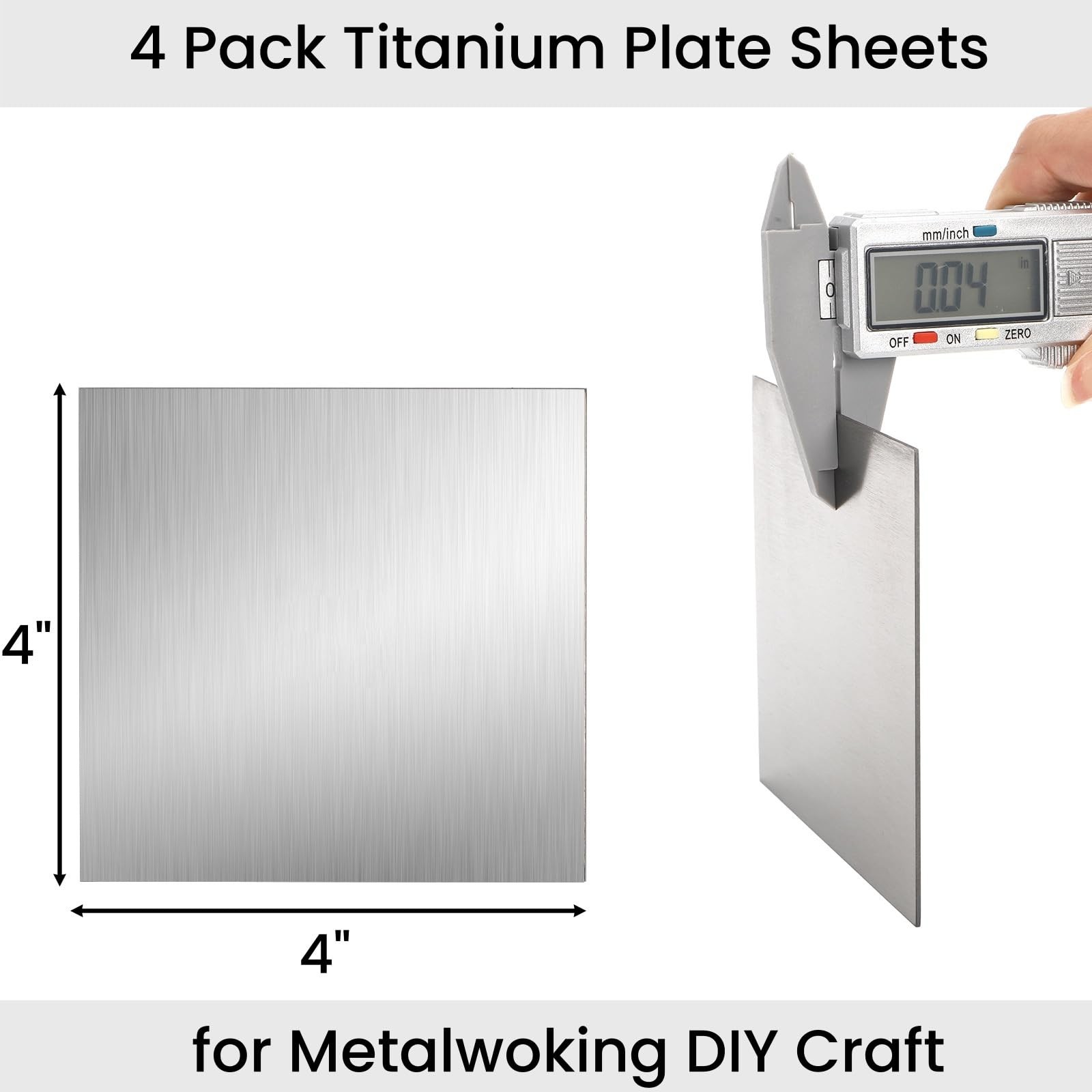 4 Pack Titanium Metal Sheets 4″x4″x0.04″ TA1 Alloy Plates for DIY Crafts & Metal