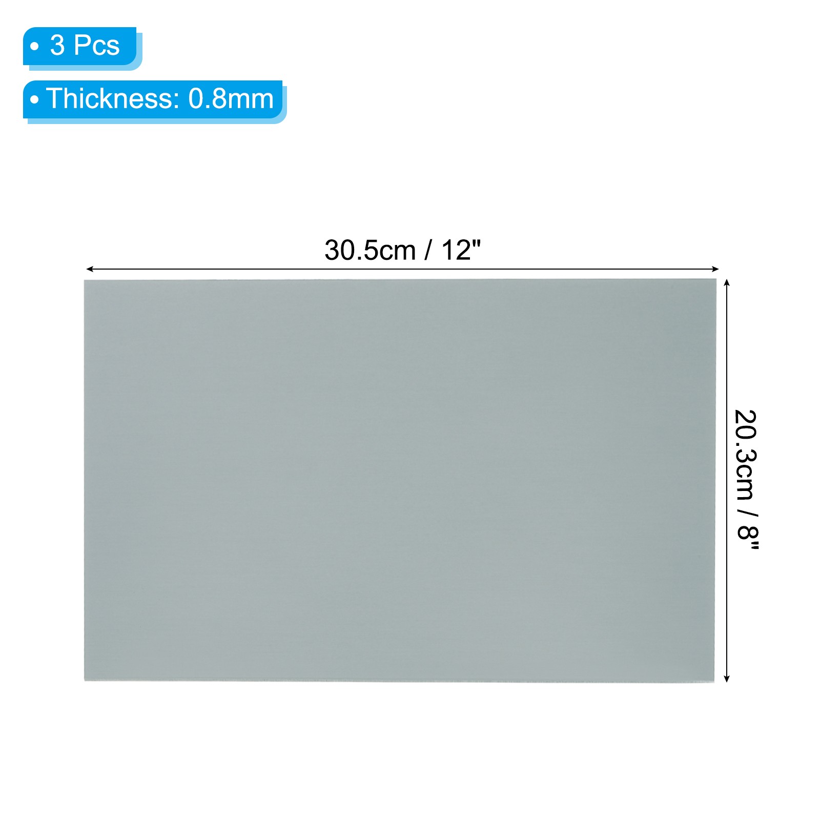 8×12 Inch Anodized Aluminum Sheet Metal, 3Pcs Laser Plates Engraving, Gray