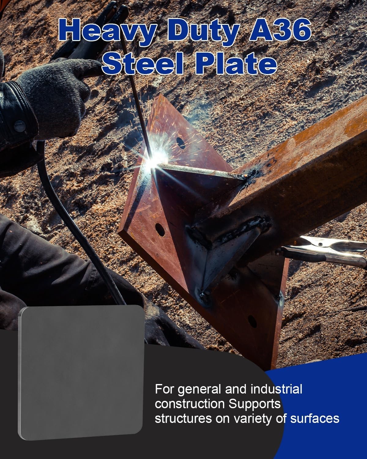 16x16x1/4″ A36 Hot Rolled Steel Plate – Metal Square for Construction, Welding,