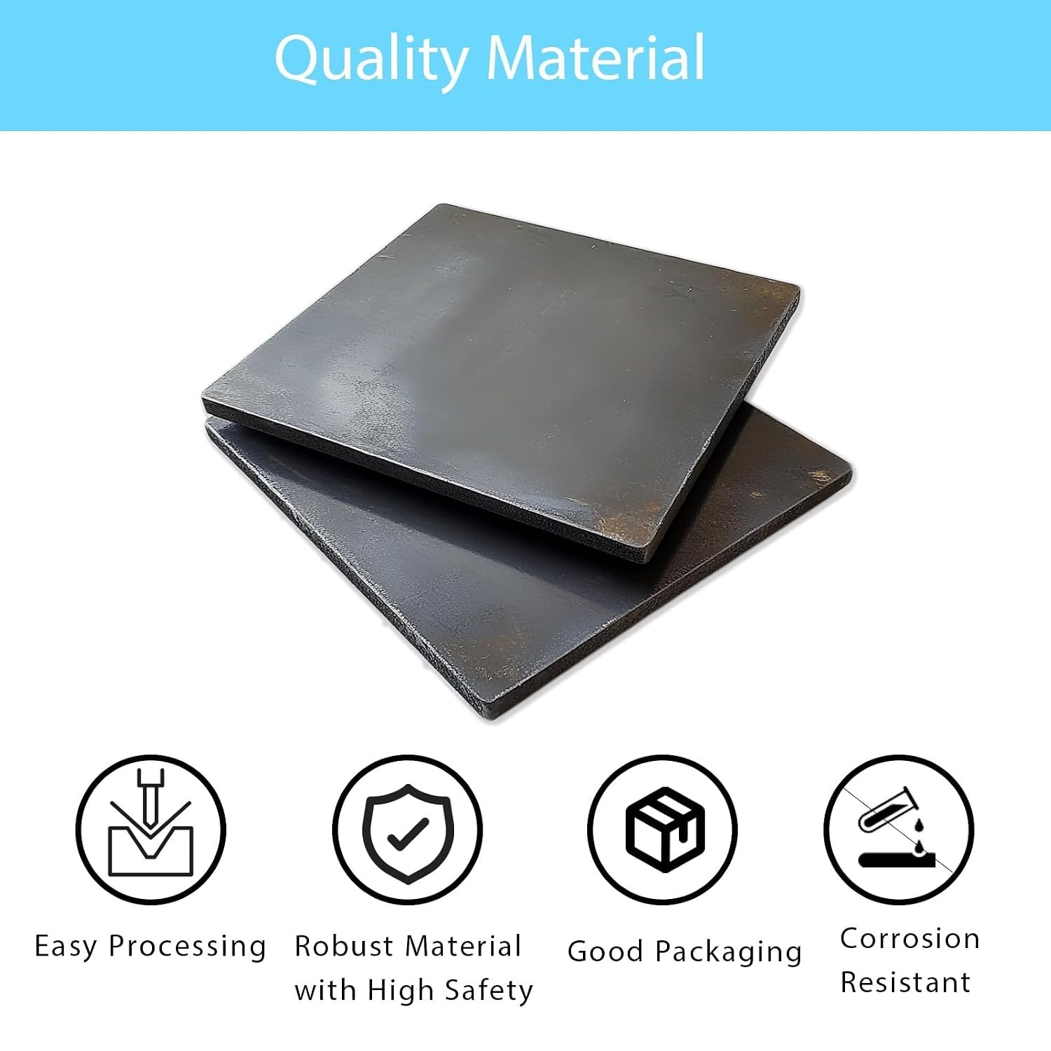 Steel Plate 6″ x 6″ x 1/4″ – 2PCS A36 Hot Rolled Metal Steel 1/4 inch6mm Plat…