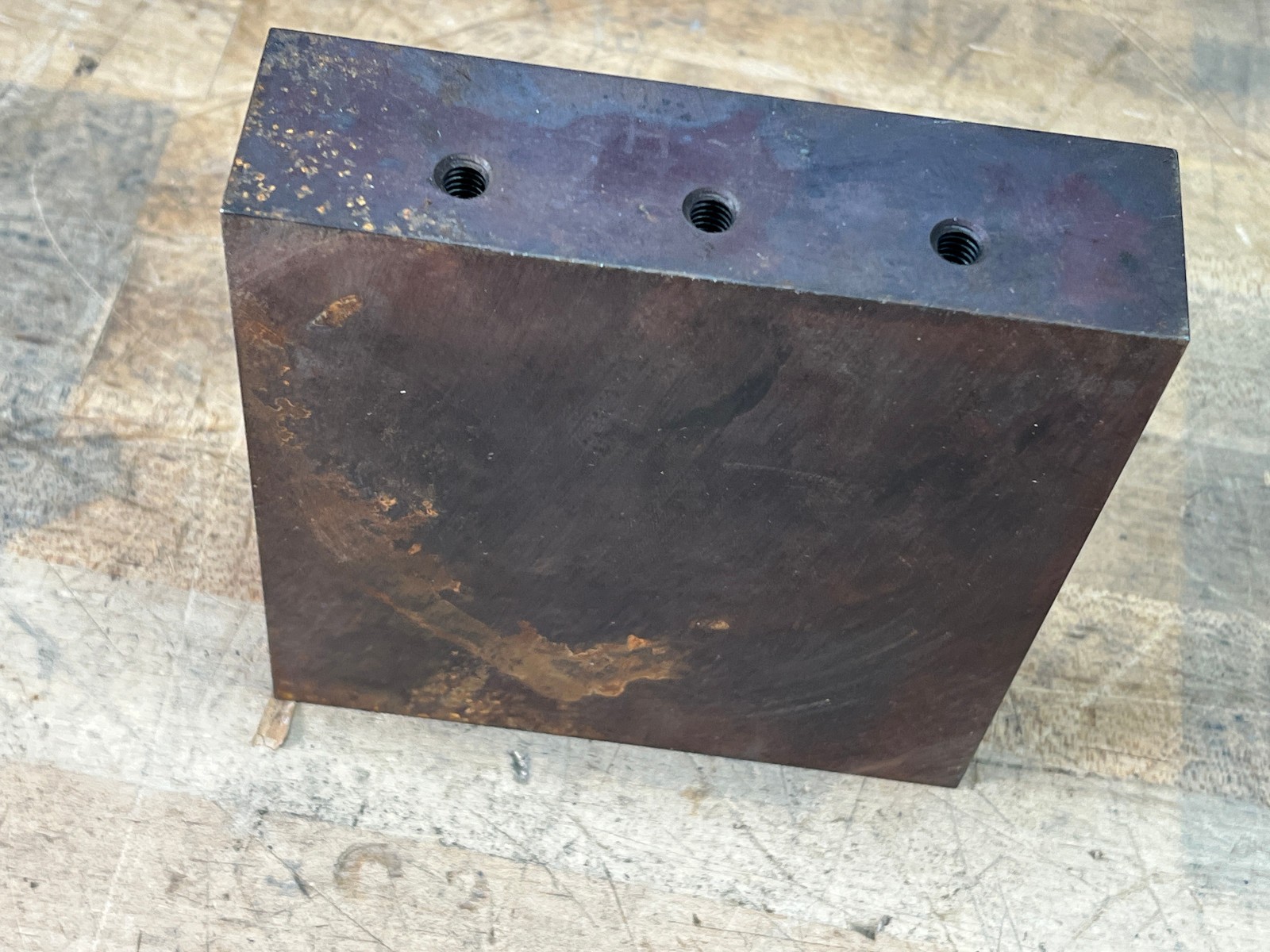 H13 tool steel flat bar stock 6 1/8 x 5 3/4 x 1 1/2 (holes on 1 end) – 15 lb