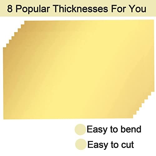 8-Piece Brass Sheet Assortment, 6″x3″, Various Thicknesses 0.001″-0.020″, Metal