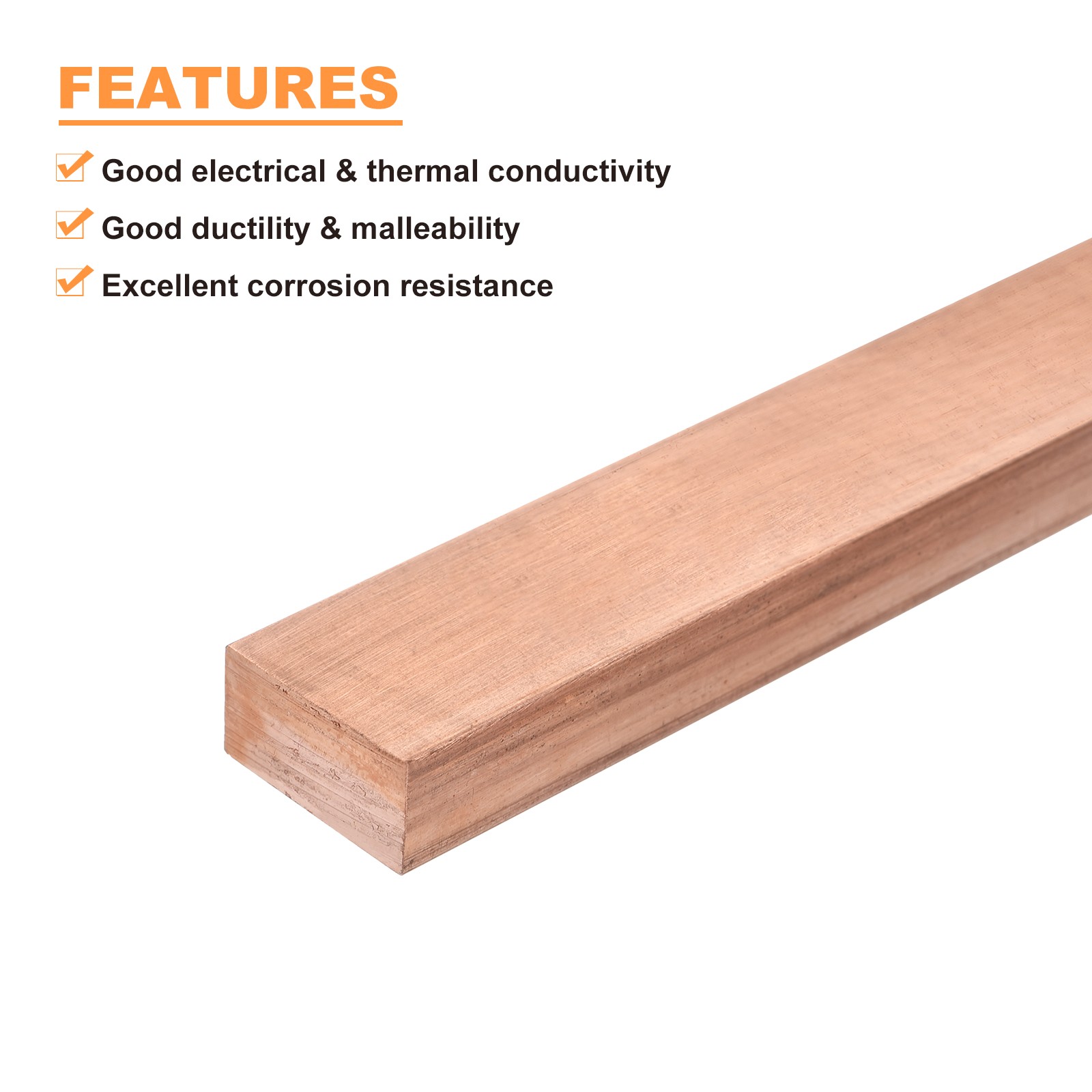 Copper Flat Bar, 3/8″ Thickness x 25/32″ Width x 6″ Length Copper Bar Stock