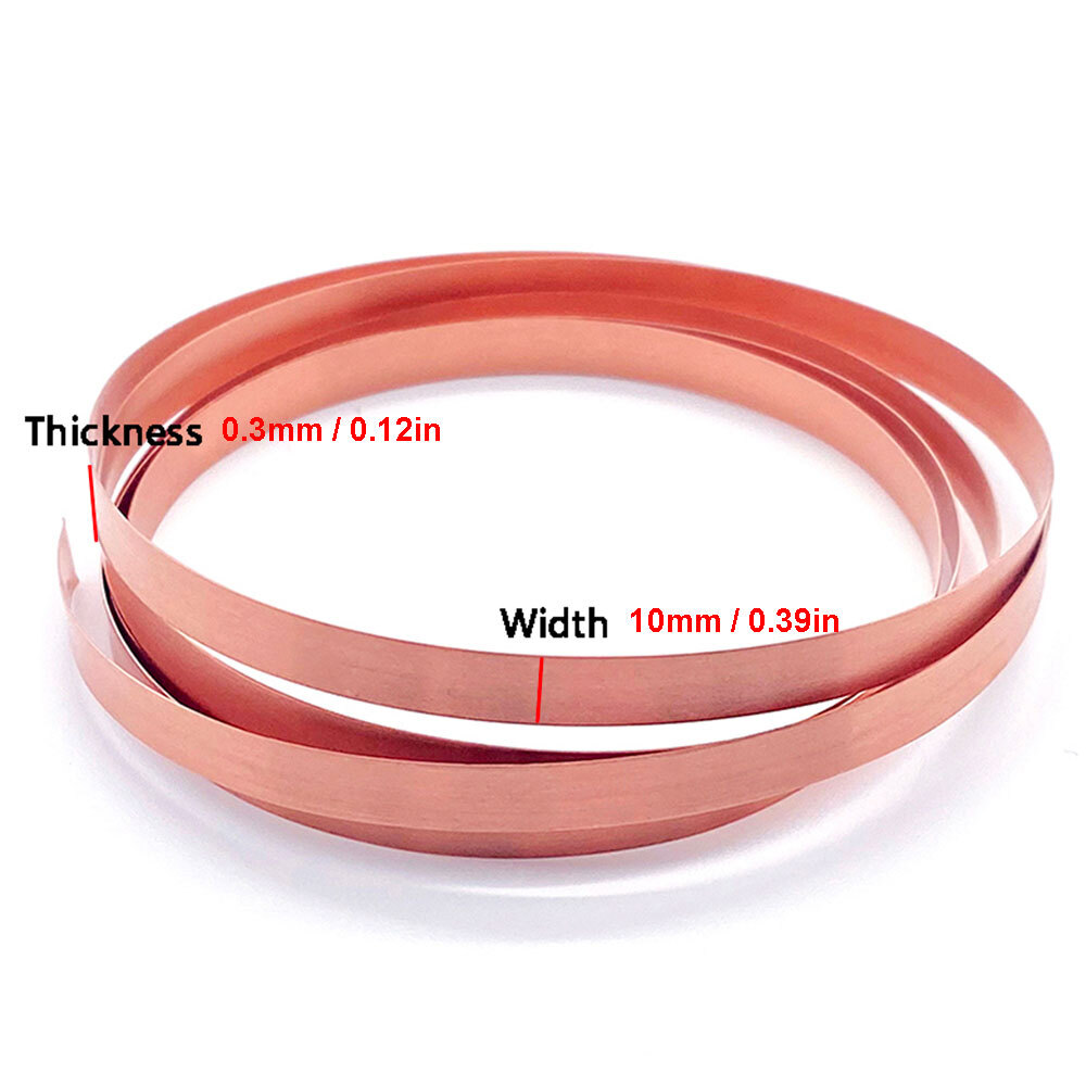 1X 0.3mm x10mmx1000mm 99.9% Pure Copper T2 Cu Metal Sheet Foil Plate Strip Panel