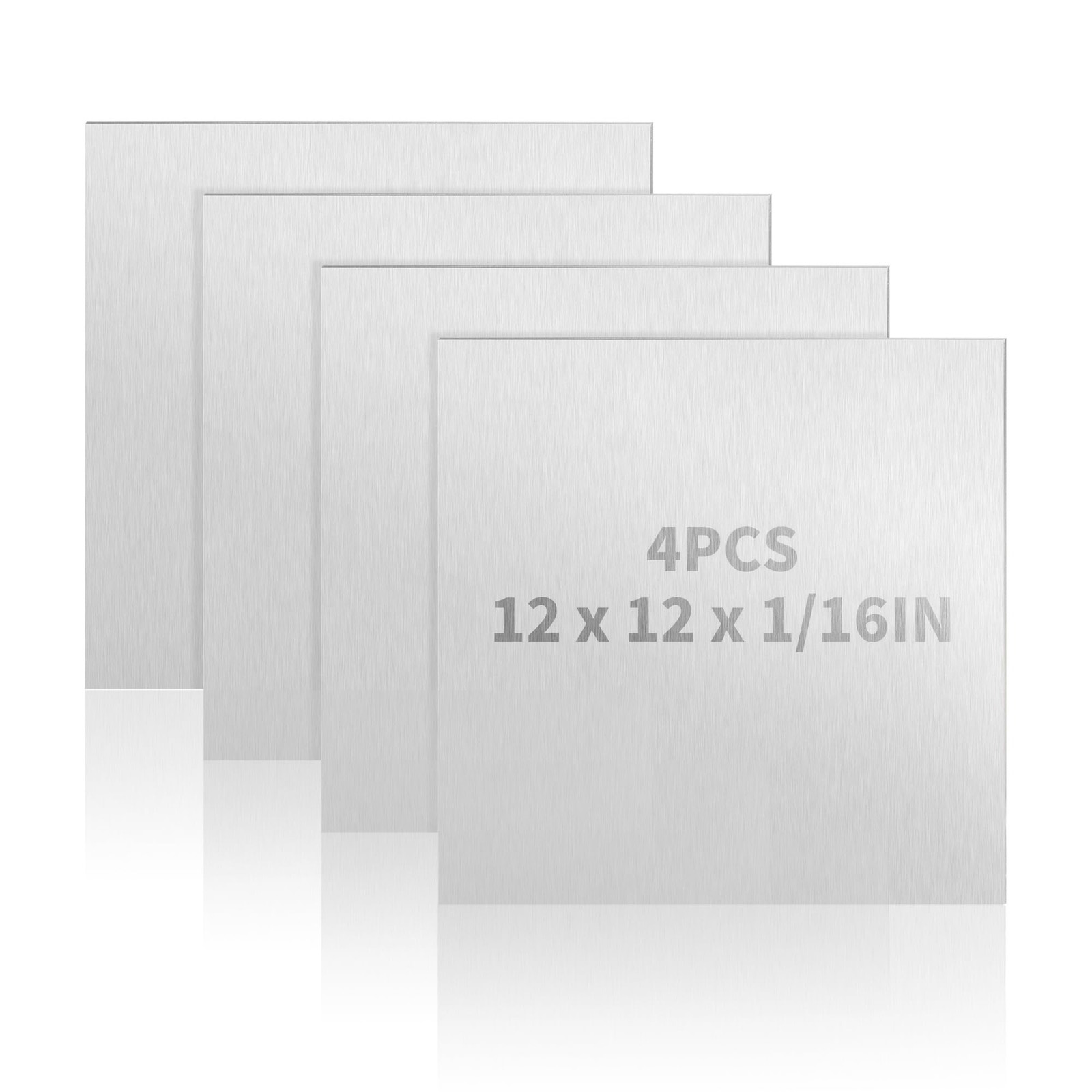 4 Pack 6061 T651 Aluminum Sheet Metal, 12 x 12 x 1/16 Inch