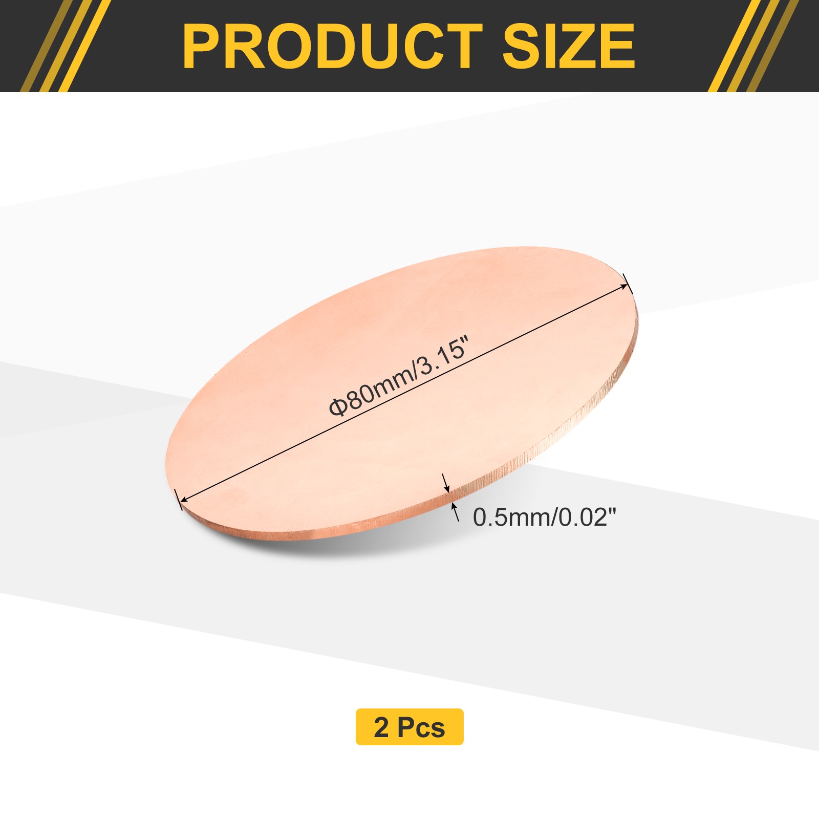 2Pcs 0.02″ Thick 3.1″ Dia C1100 Pure Copper Sheet INDUSTRIAL Copper Round Plate