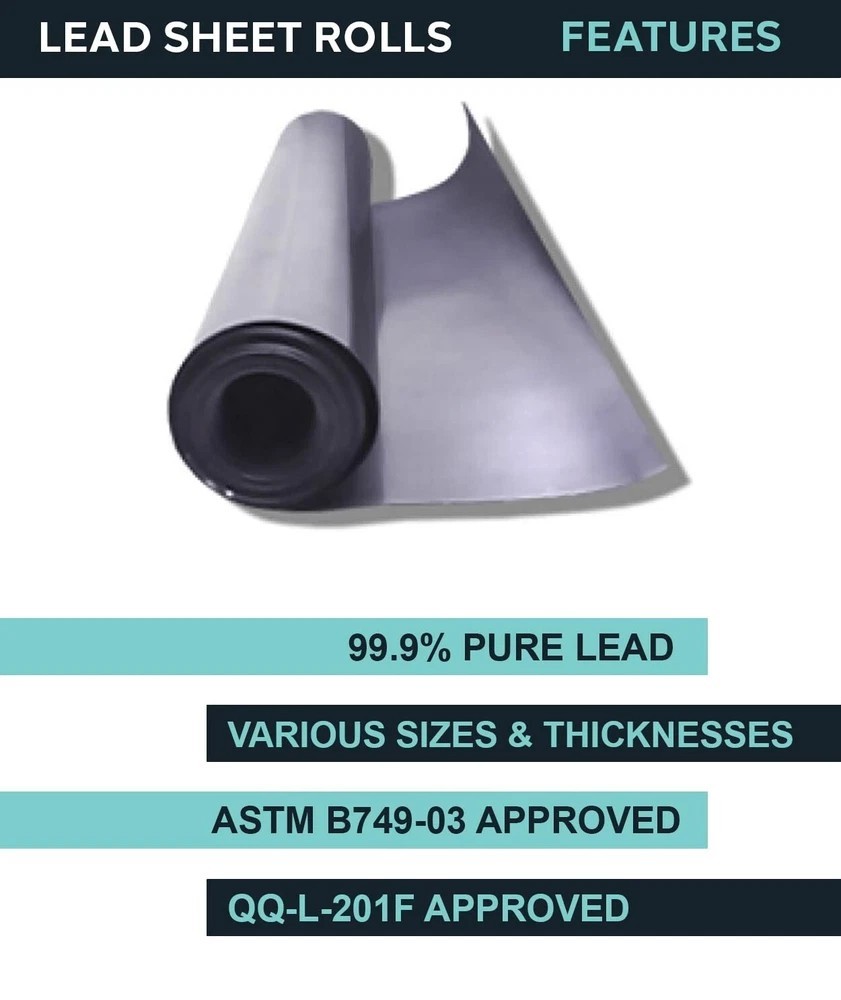 Lead Sheeting, Sheet Lead Rolls (1/16″ x 24″ x 48″) 1/16″ x 24″ x 48″