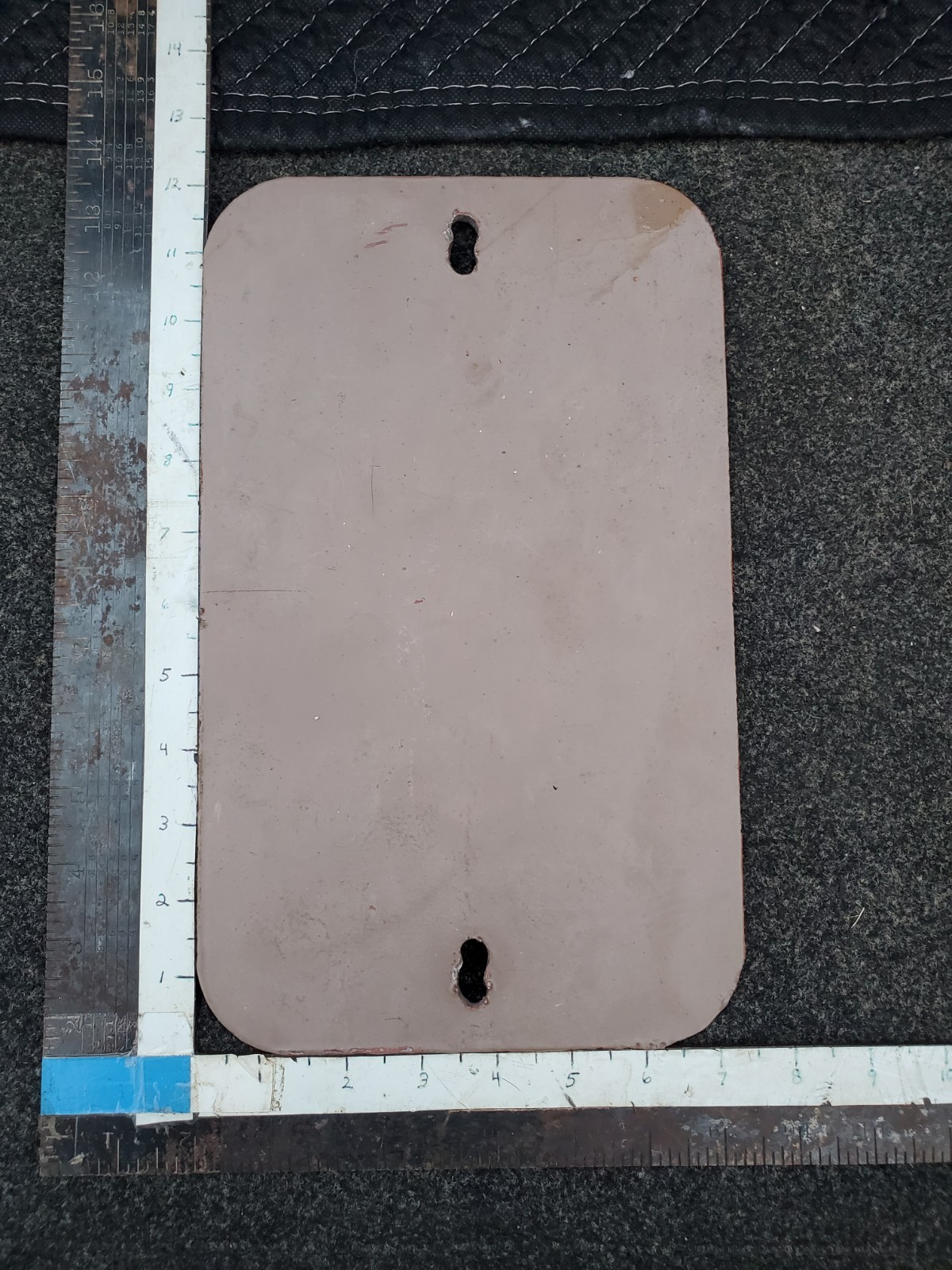 Galv Steel Plate Sheet 12″ x 7-1/2″ x 3/16″ 2 Hole Metal Cover Brown Paint