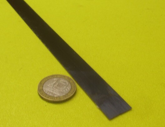 1095 Hard Blue Tempered Spring Steel Shim .016″ Thick x .625″ Wide x 300″ Long