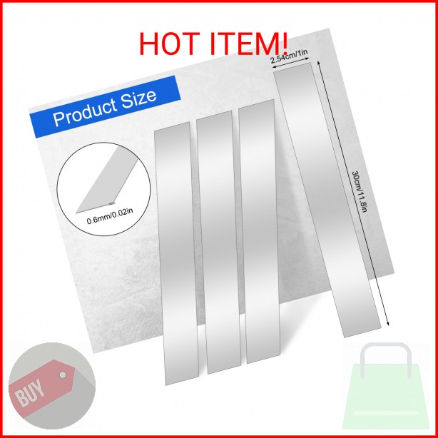 10 Pcs Sheet Metal Strips,12” Length,1” Width, 0.02” Thickness,Thin Flat Meta
