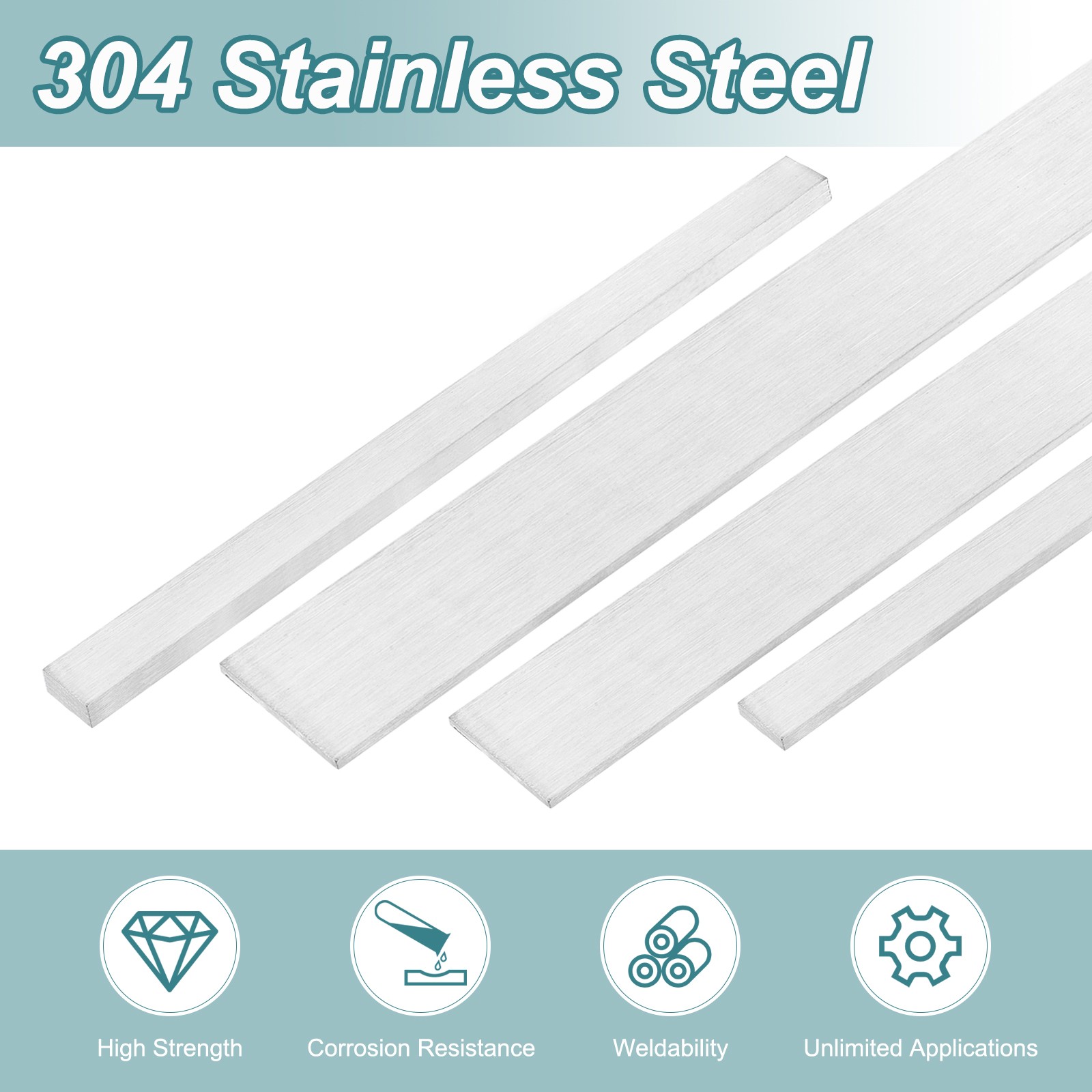 304 Stainless Steel Flat Bar 1/4″ Thickness 25/32″ Width 8″ Length