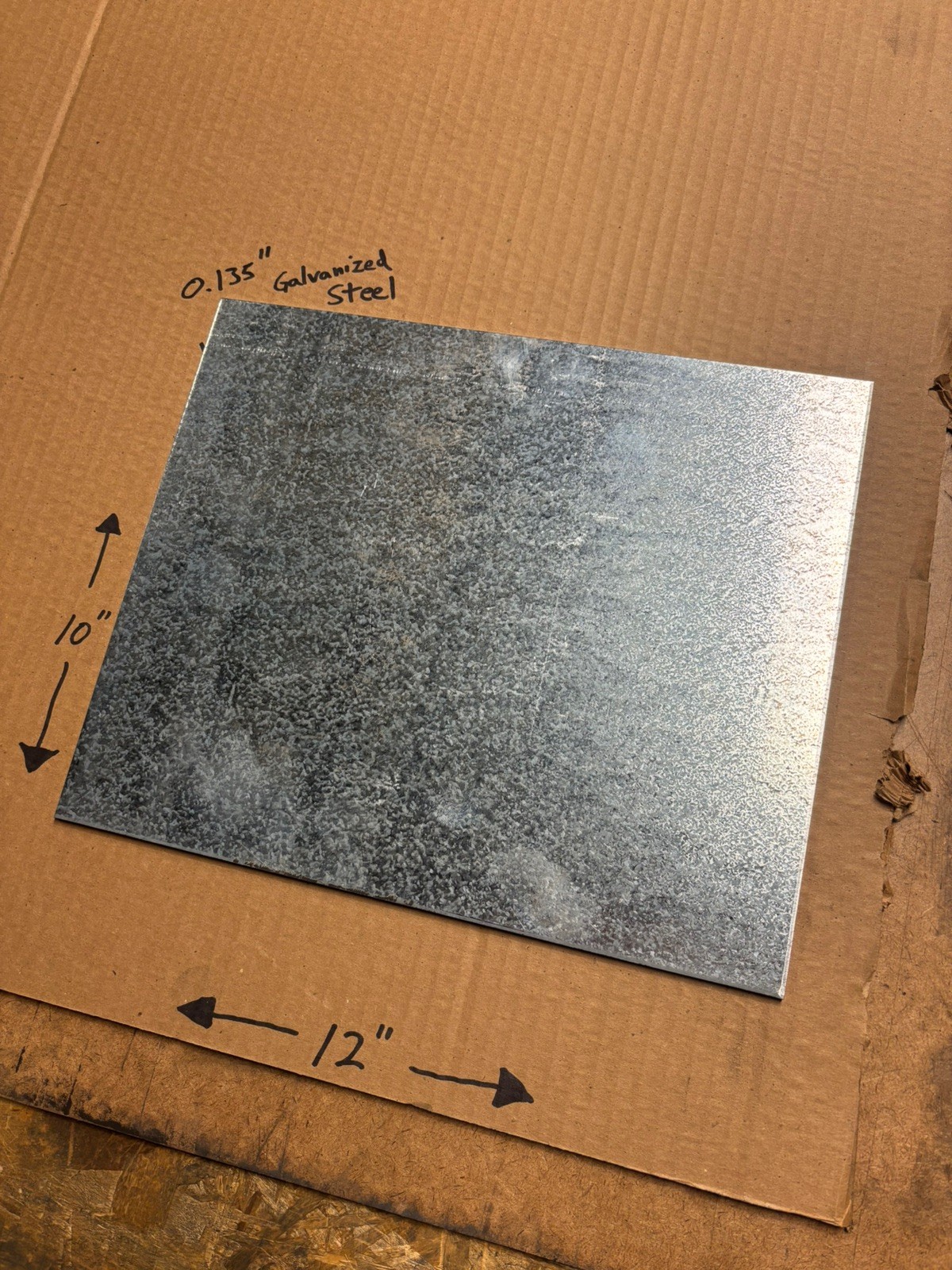 0.135” Thick Galvanized Steel Sheet Metal – 10” X 12” – New