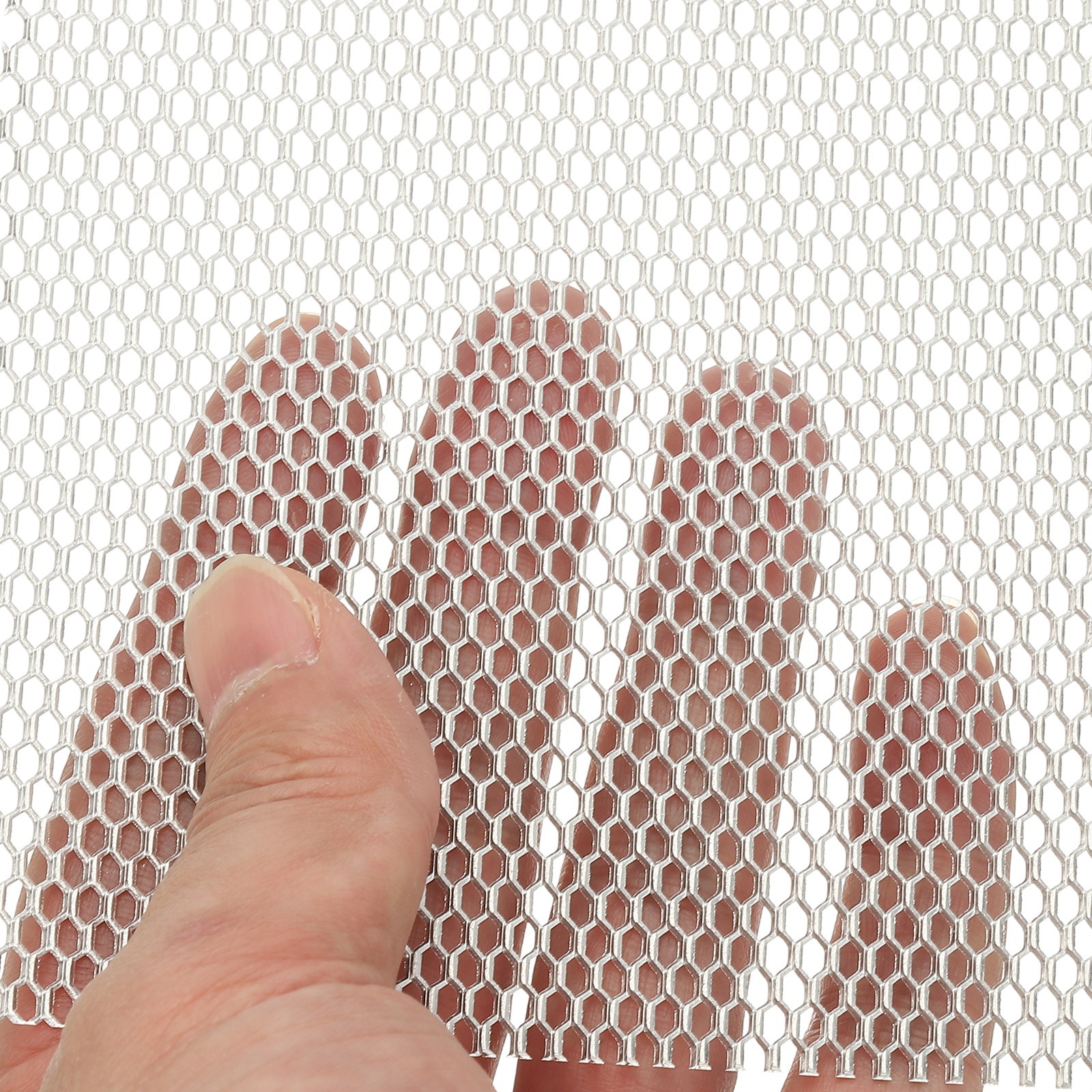 4″L x 4″W Universal Car Grill Mesh, 2Pcs 3x6mm Hexagon Hole, Silver Tone