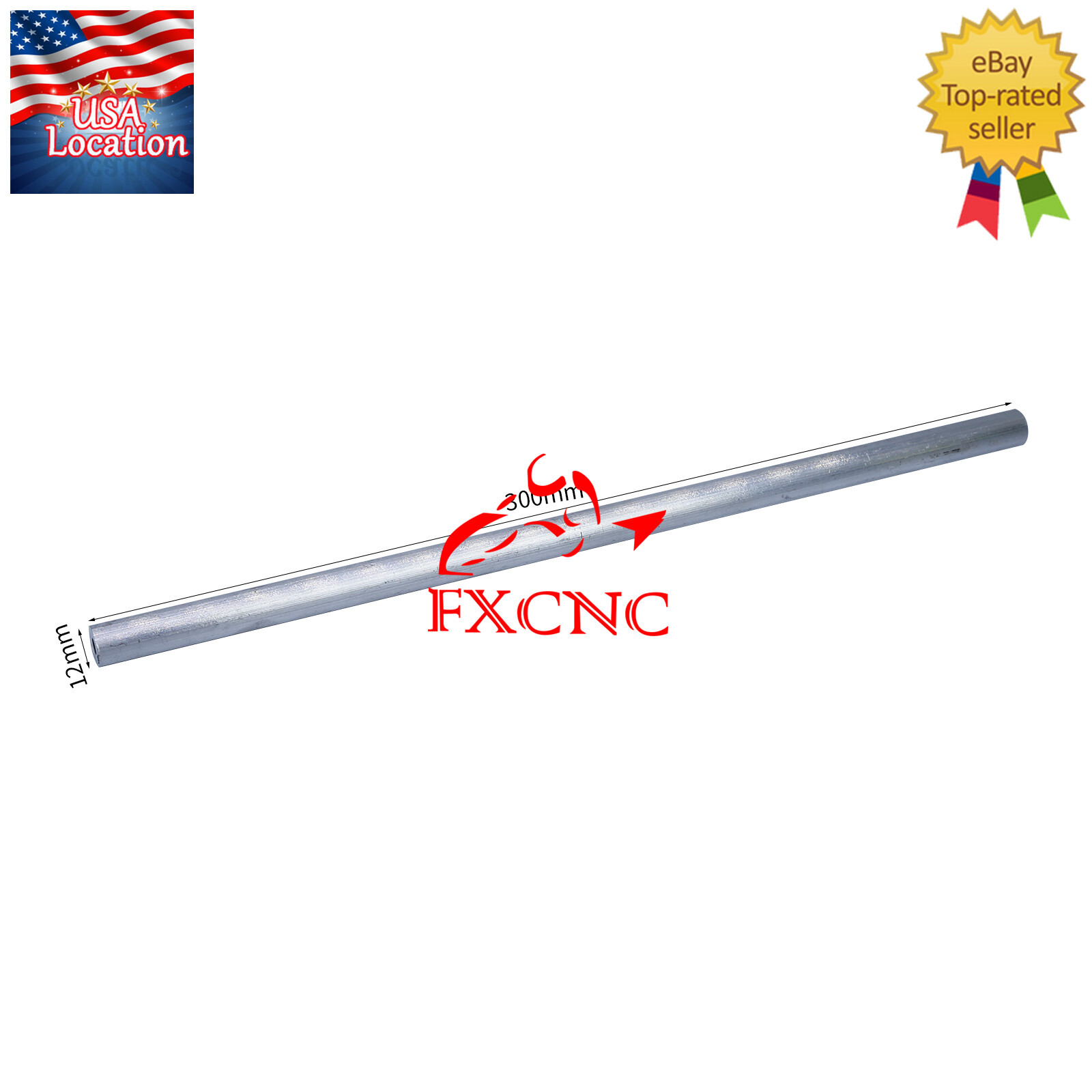 2pcs T6061 Aluminum Rod Stick Hollow Material Length 300mm Hole 5mm Width 12mm
