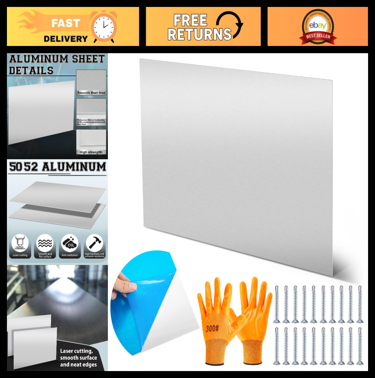 24″x36″ Corrosion-Resistant Aluminum Sheet, Weldable Plate, DIY Craft + 20 Screw