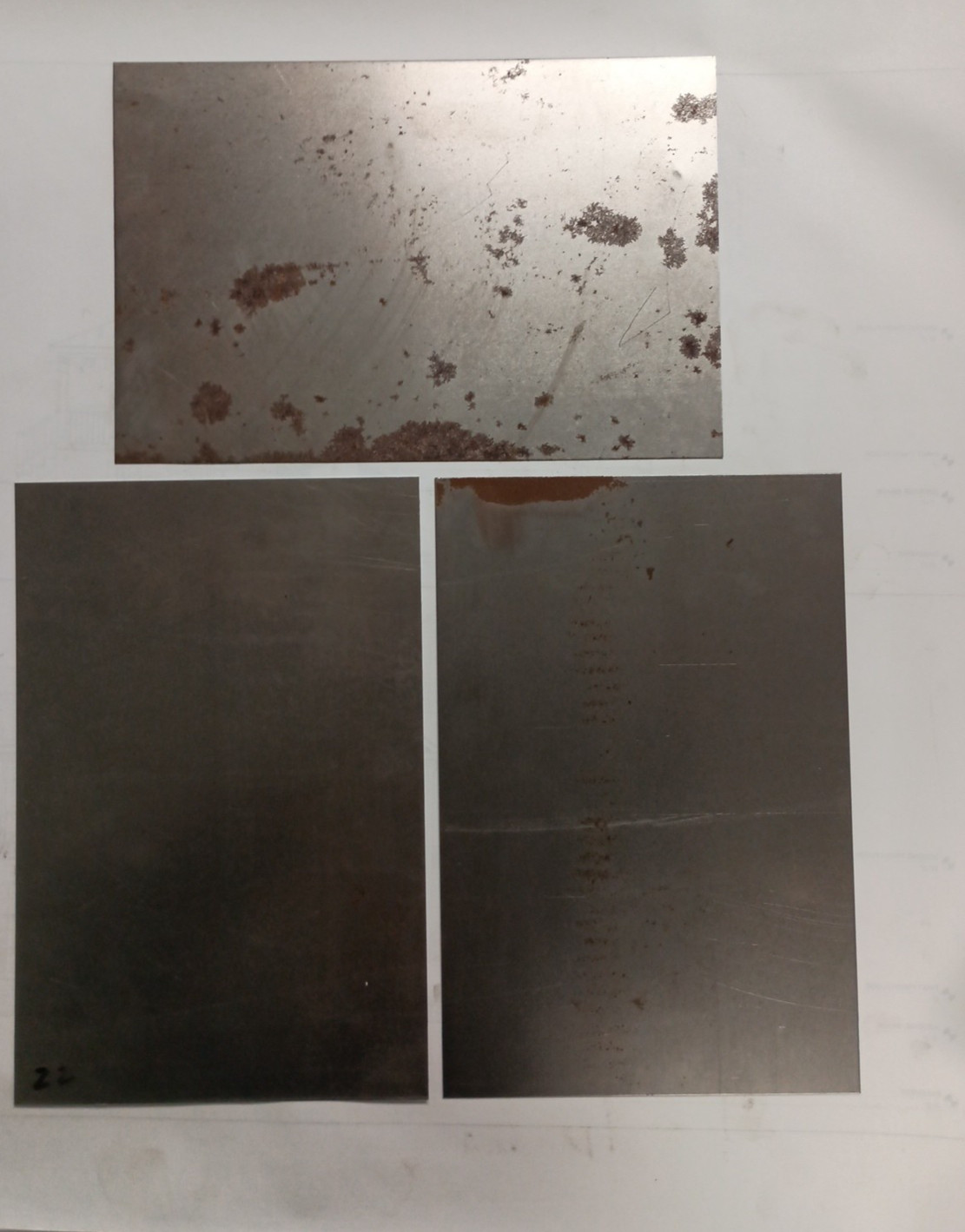 22 GA SHEET METAL COLD ROLL 3 PC 8″ X 12″ 2 NDS REDUCED PRICE HAS SURFACE RUST