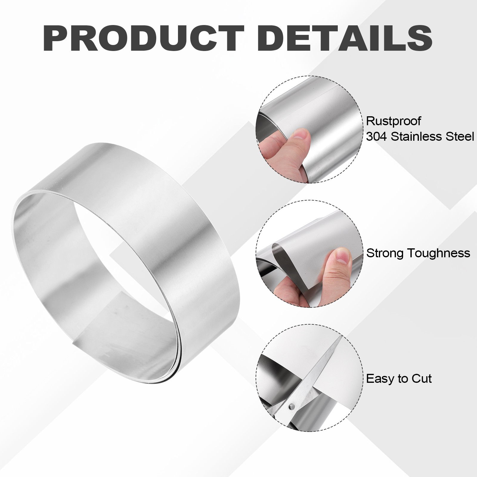 304 Stainless Steel Foil Roll 0.2mm x 20mm x 1m Metal Strip Sheet, Silver Tone