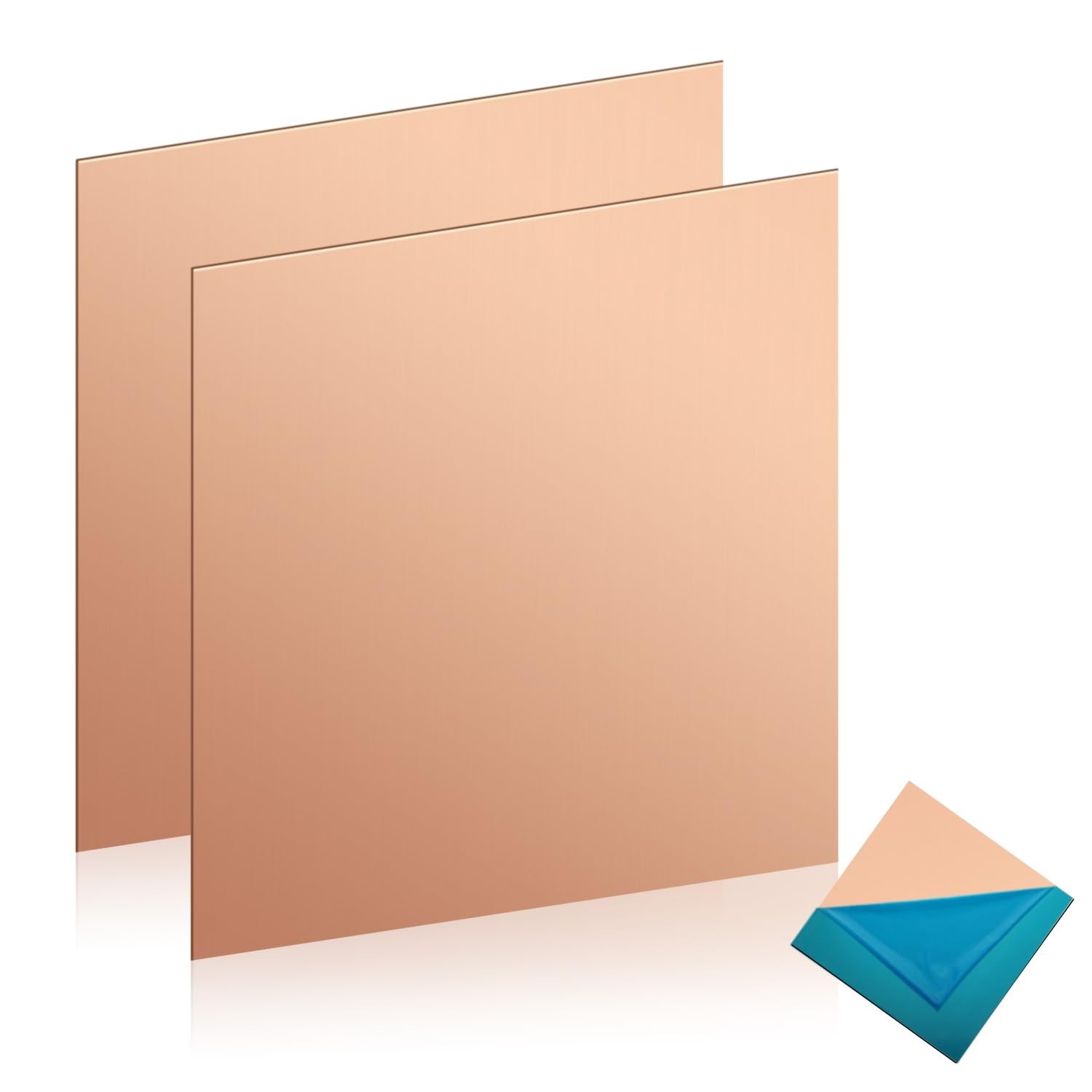 Copper Sheet, 2 Pieces of Copper Plates 4″×4″-24 Gauge(0.5mm) Thickness, 99