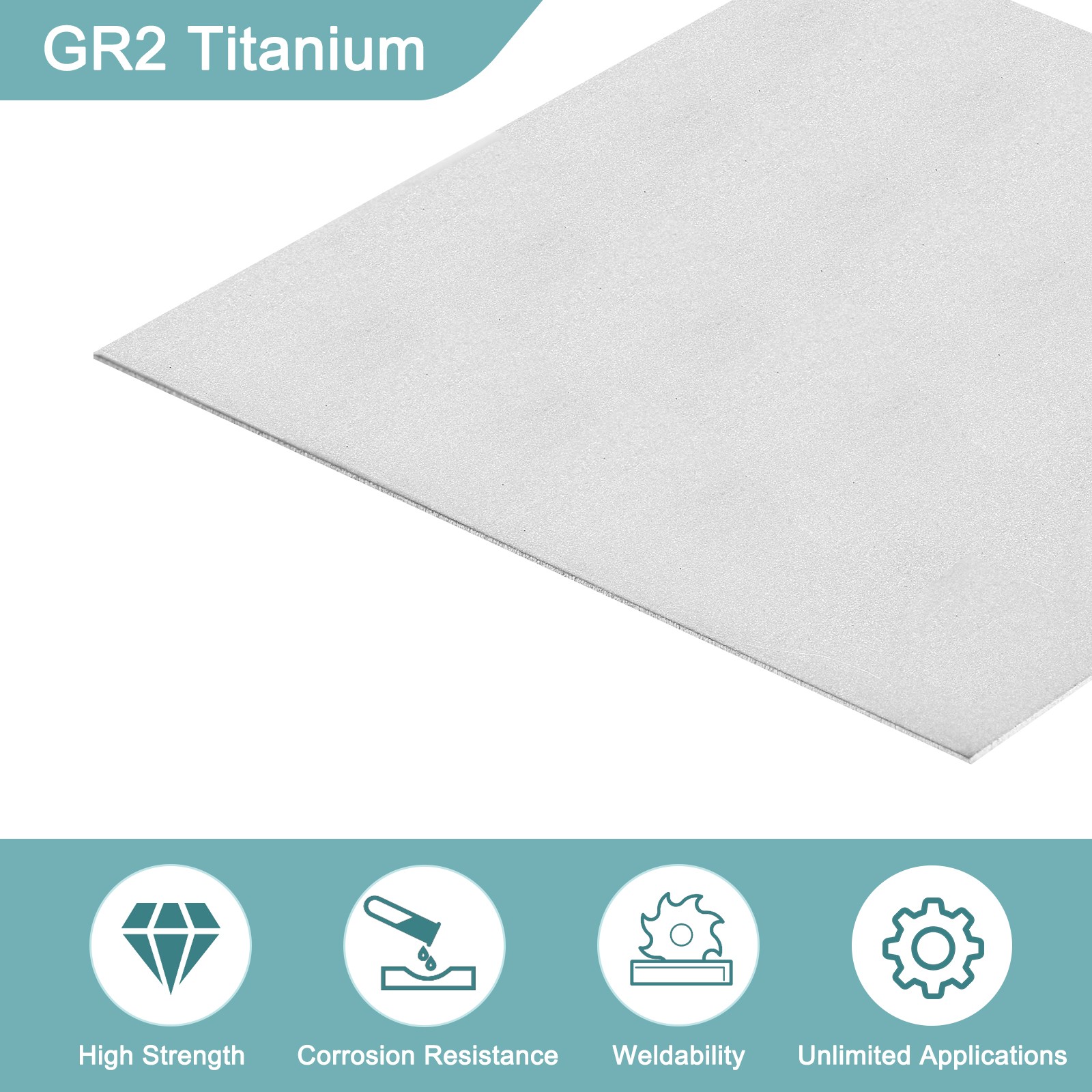 1Pcs GR2 Titanium Plate Sheet, 100x100x0.5mm Titanium Alloy Metal Sheet