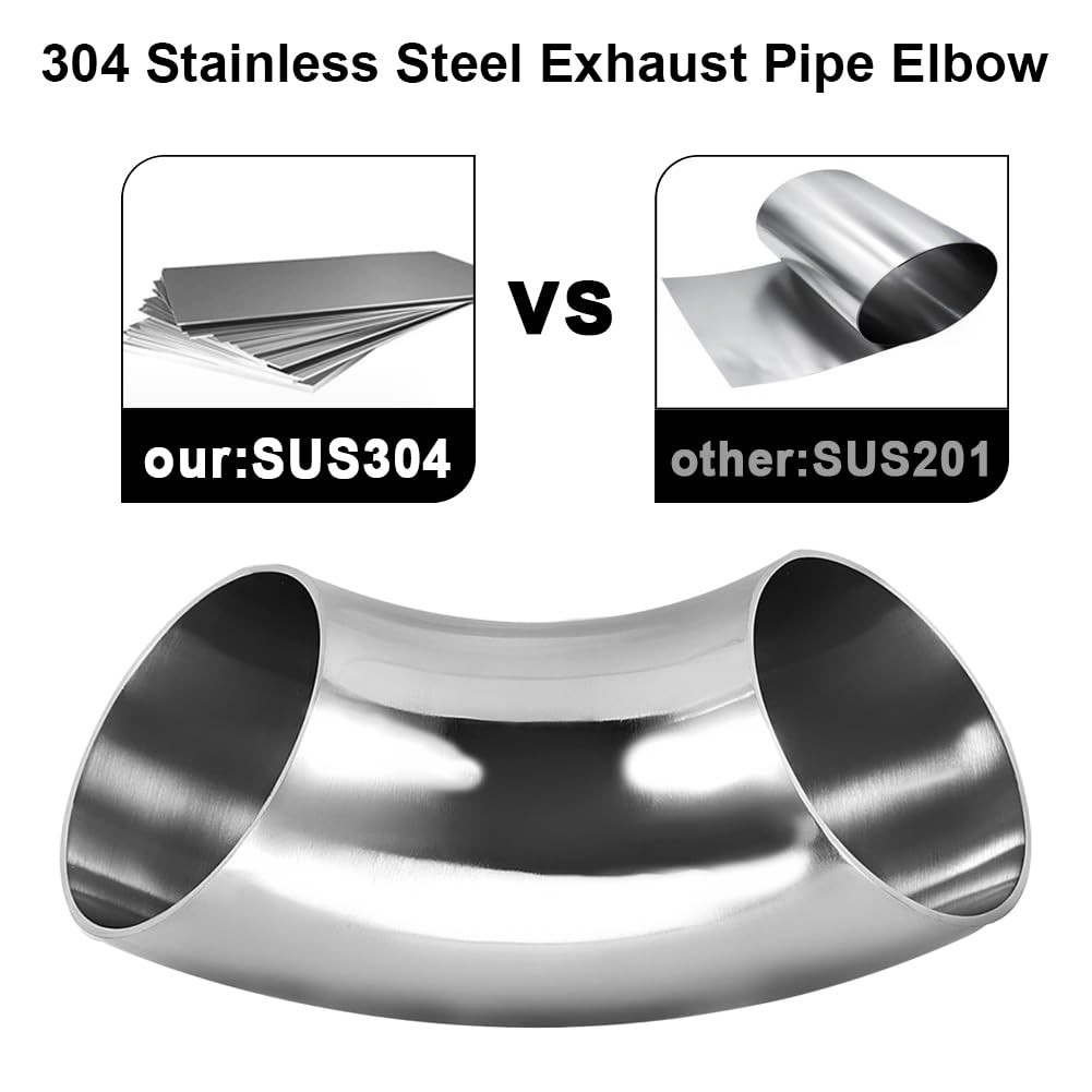 1.75″ 90 Degree SS304 Stainless Steel Exhaust Elbow Bend Pipe