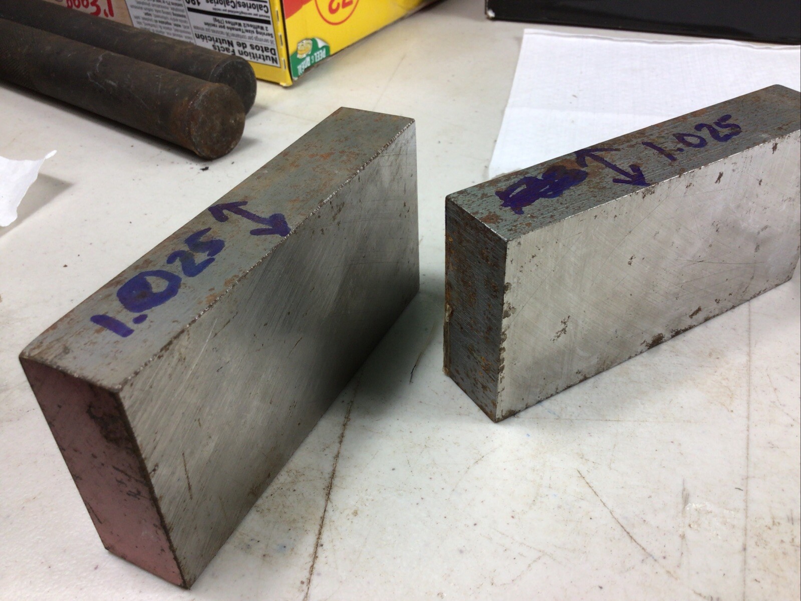 D2 Tool Steel Flat Stock, 2 Pieces , 1.025” X 2.44 X 5.03” Long