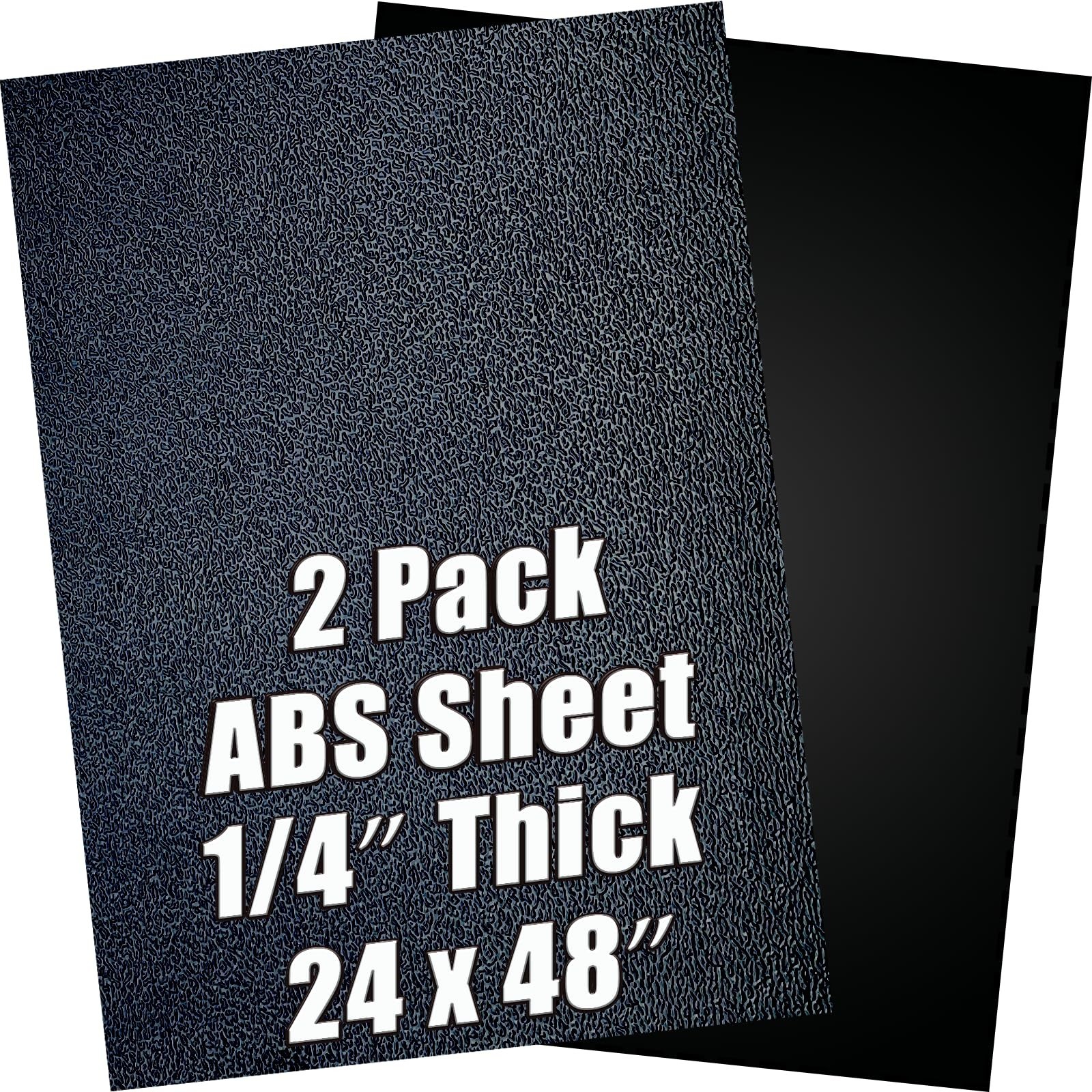 ABS Plastic Sheet 1/4 Inch Thick 24″ x 48″ (2-Pack)，Black Rigid Moldable