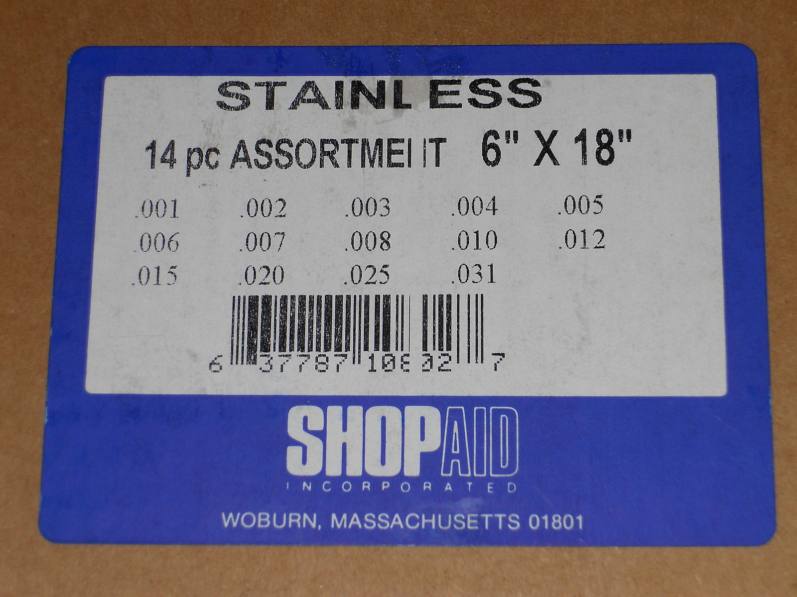 ShopAid 14 pc Stainless Steel Shim Stock Assortment 6″ x 18″ .001″ – .031″ NEW