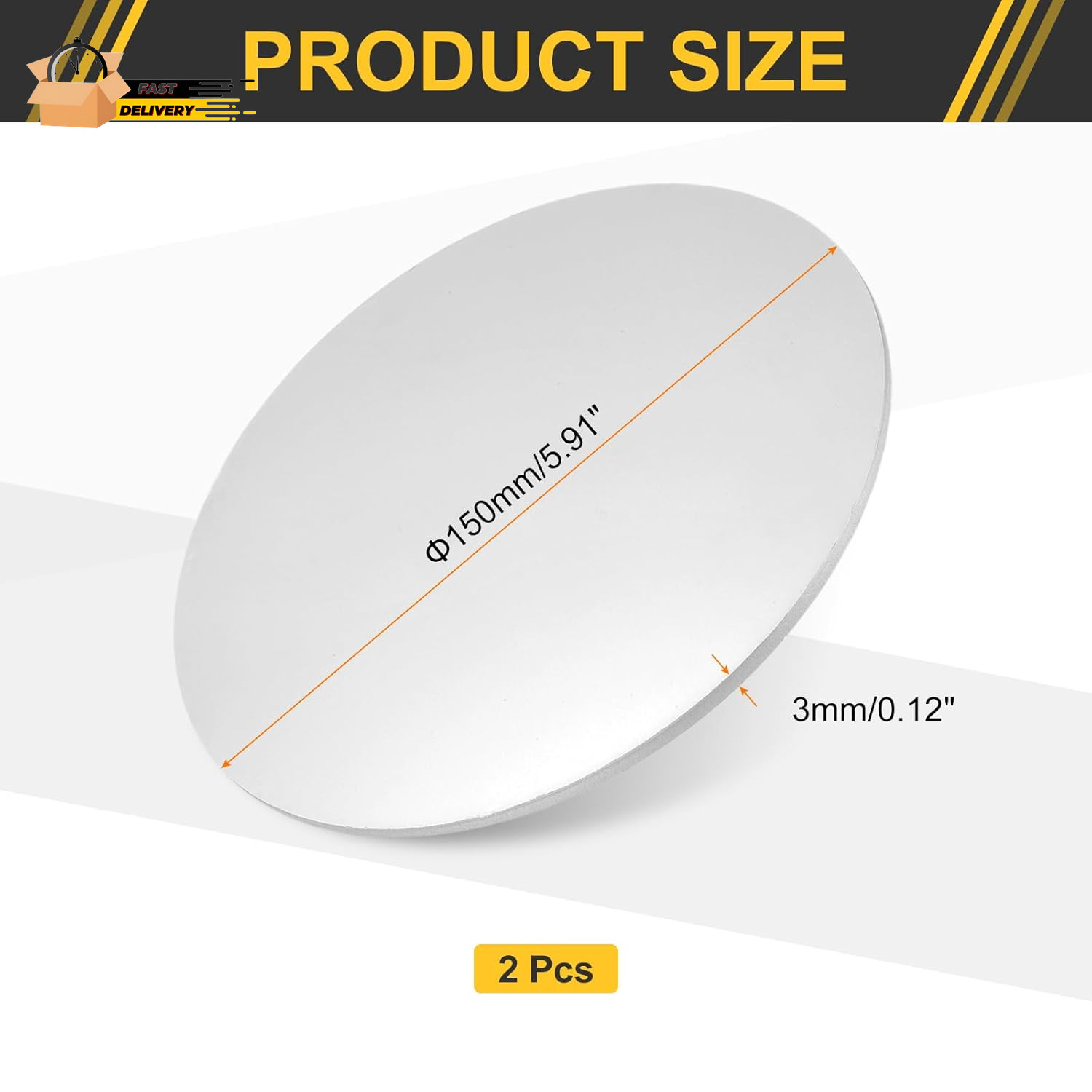 2Pcs Aluminum Disc, 6″(150Mm) Diameter 0.12″(3Mm) Thickness 6061 Aluminu