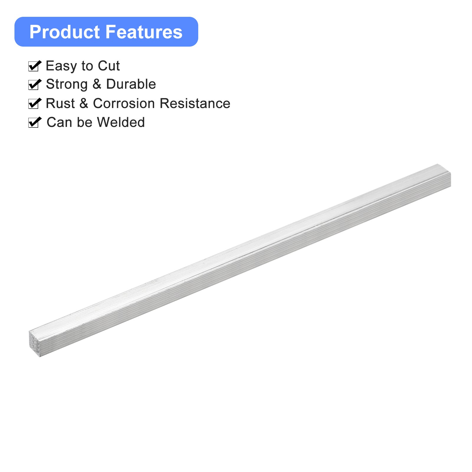 Square Aluminum Bar 3/8″ Thick 0.4″ Width 10″ Length