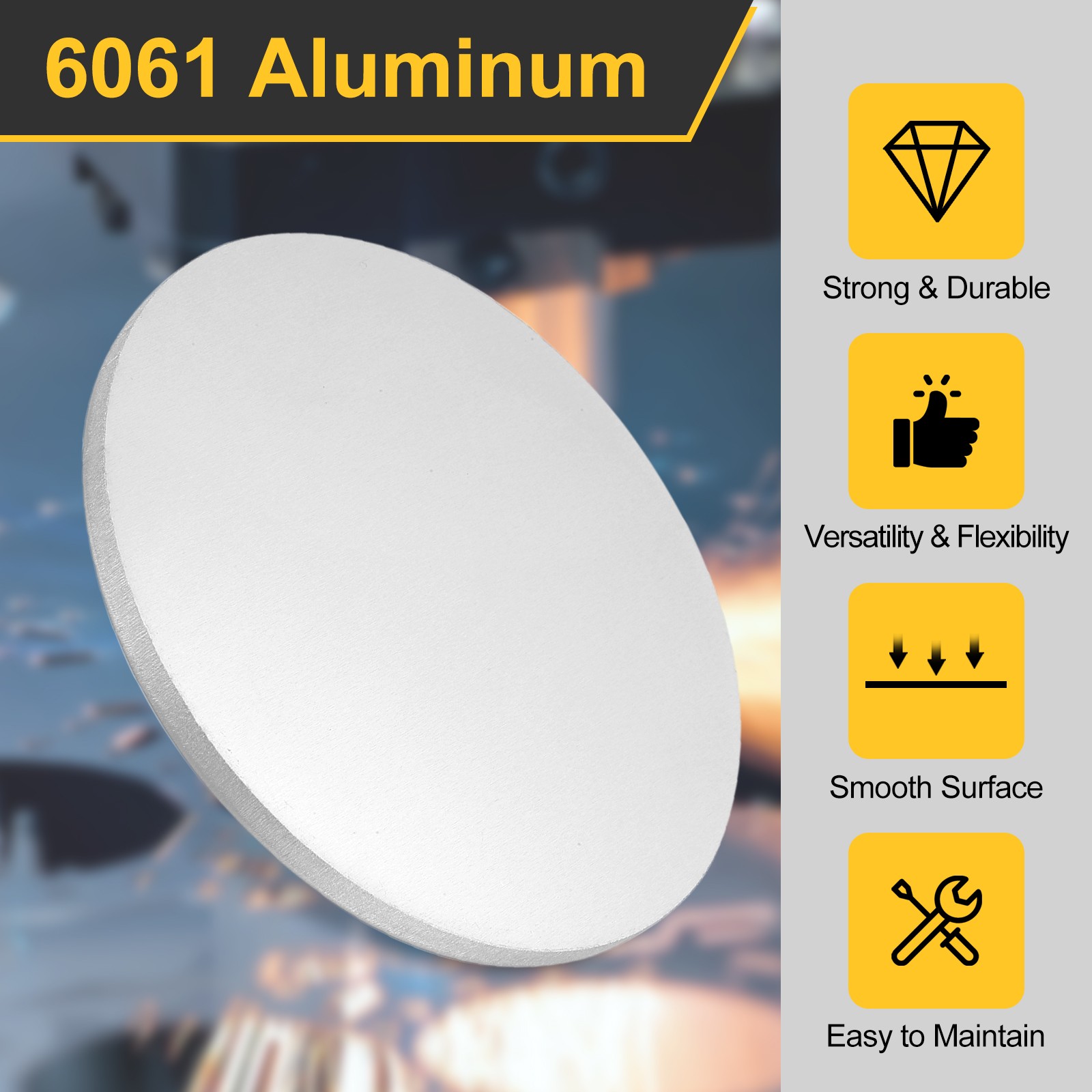 Aluminum Disc 4″(100mm) Dia 0.2″(5mm) Thick Round 6061 Aluminum Sheets