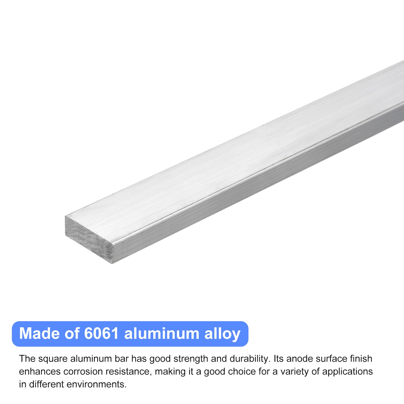 Square Aluminum Bar 3/8″ Thick 1″ Width 10″ Length