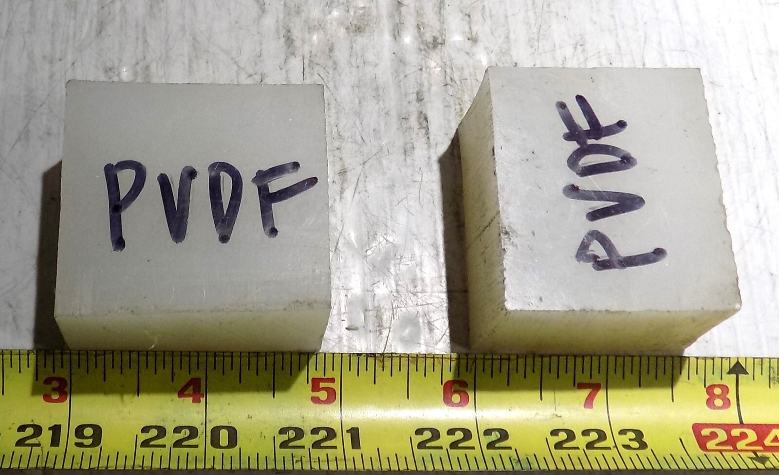 High Strength PVDF Plastic 1″ Thick X 1-3/4″ Long X 1-9/16″ Wide Bar 2 Pieces