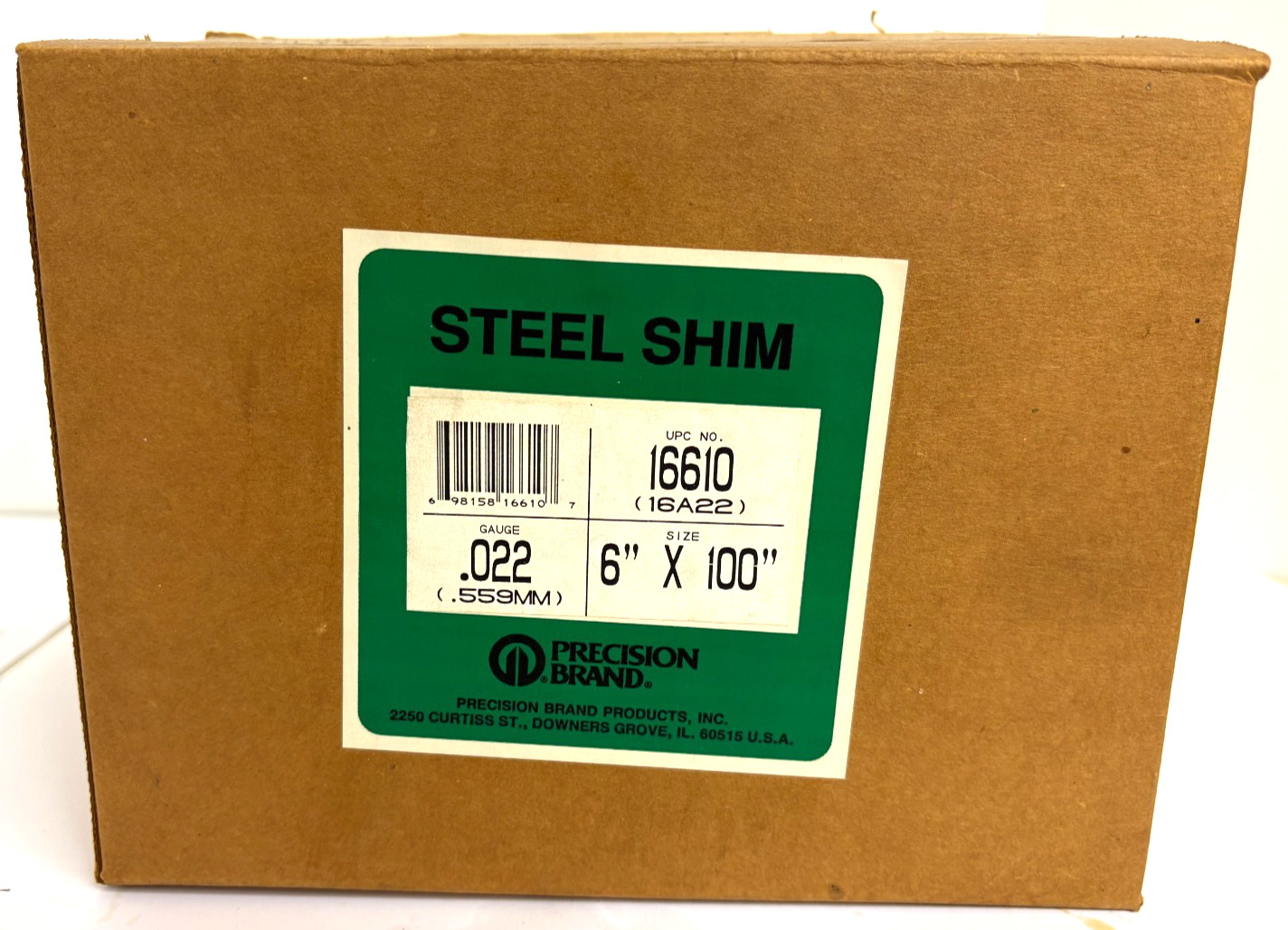 6″ X 100″ X .022″ STEEL SHIM STOCK ROLL PRECISION BRAND 16610 USA BOX SHELF WORN