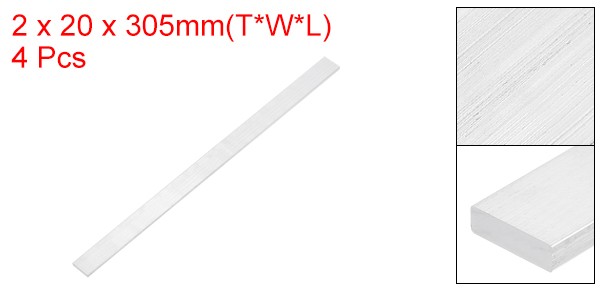 Square 6063 Aluminum Flat Bar, 4Pcs 3/32″ Thickness 3/4″ Width 12″ Length