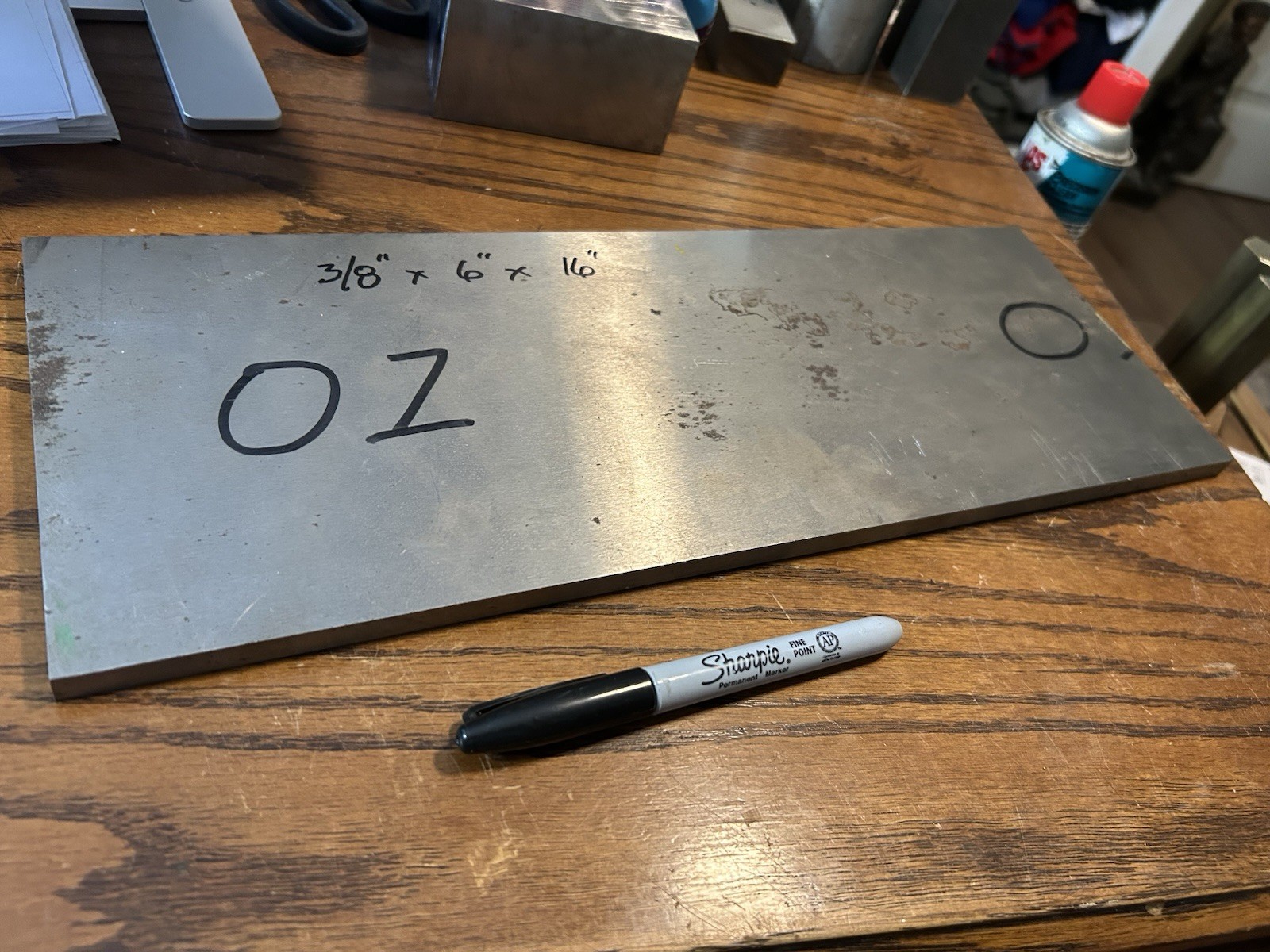 O1 Steel, 3/8″ x 6″ x 16″, Knife / Blade making Stock