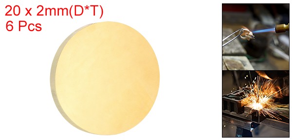 6Pcs Brass Round Plate 0.08″(2mm) Thick 0.8″(20mm) Dia H65 Brass Round Sheet