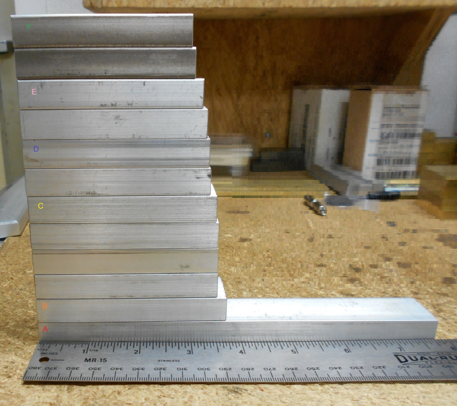 TWELVE (12) pcs Aluminum 6061 Bar stock 1/2 x 1″ x Lngth 3-1/8 to 3-5/8″-CUTOFFS