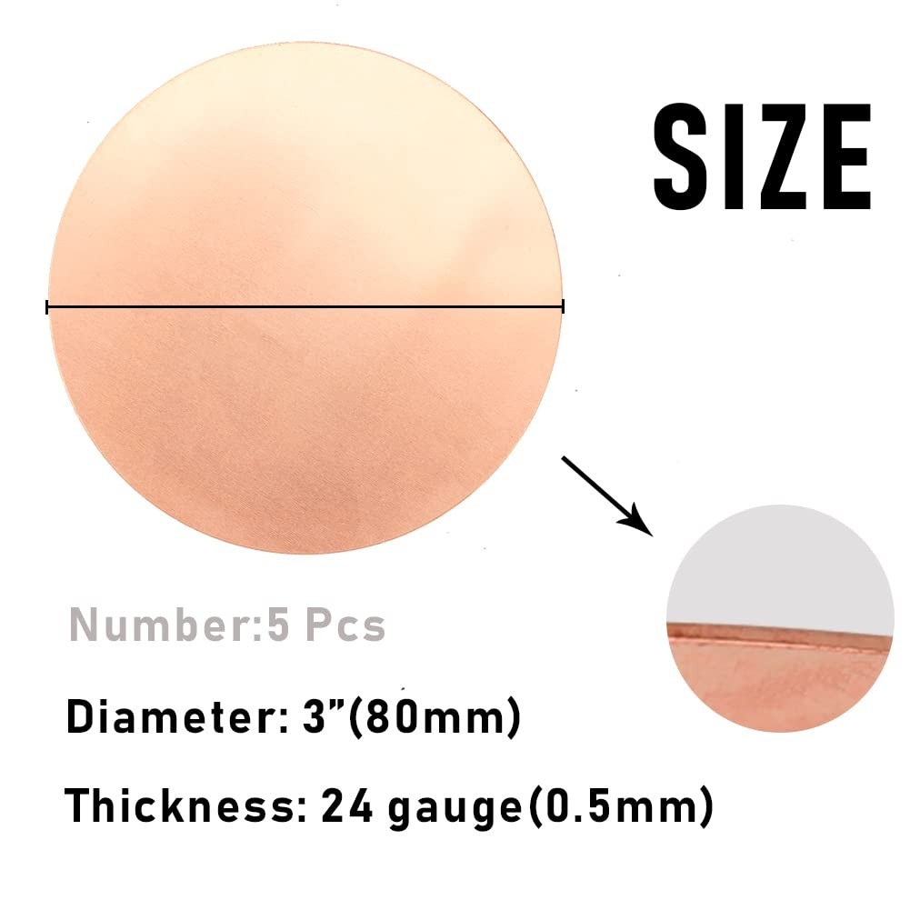5 Pack of 3” Reddish-Brown Copper Plates – Perfect for Crafting & Engraving