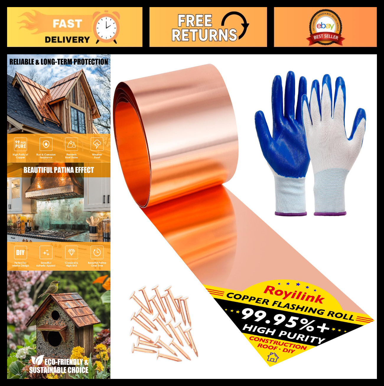 Copper Flashing Roll 26 Gauge 2in x 10ft – Roofing, DIY Projects, Contractor Use
