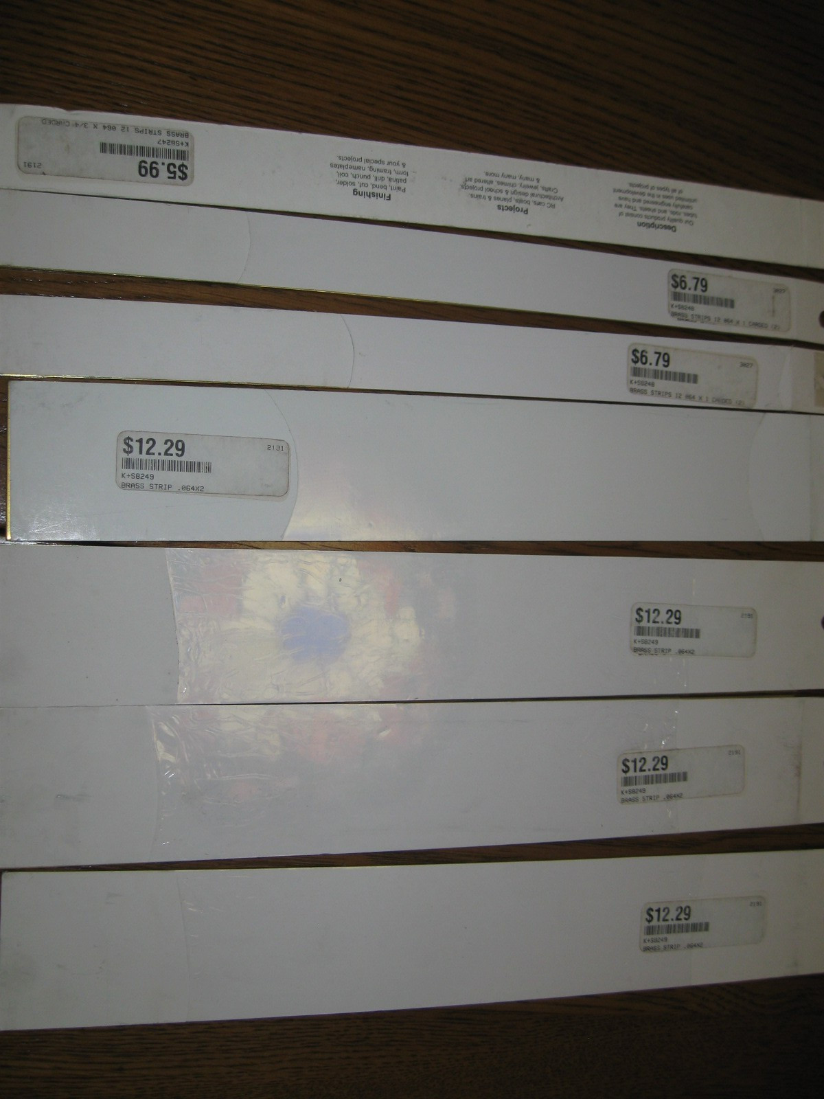 K&S .064″ Brass Strips 3/4″, 1″, 2″ wide x 12″ long – Mixed Lot of 7 pcs