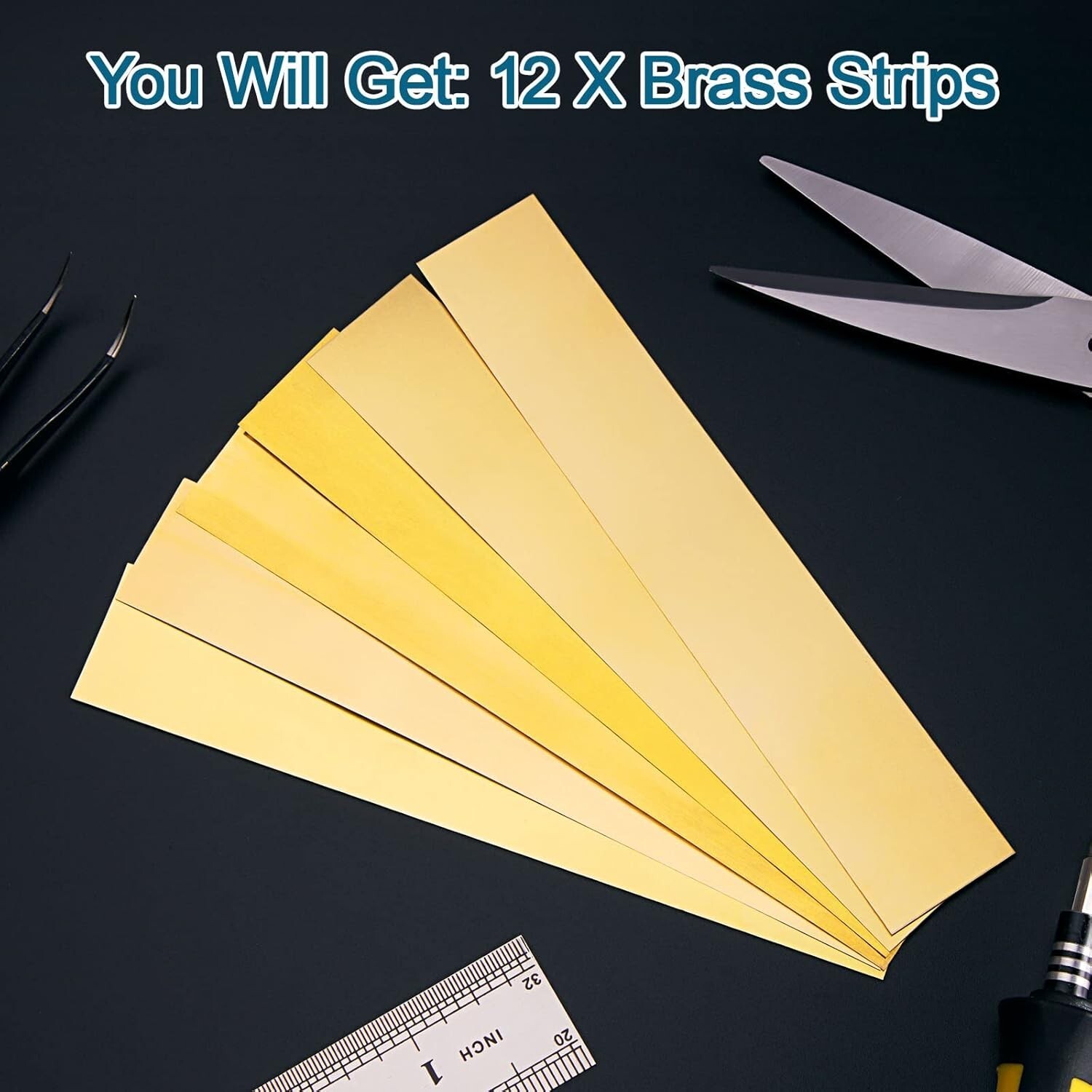 12 Pieces Brass Strip Brass Shim Stock Assortment 1″x 6″ Metal Shims Brass Sheet