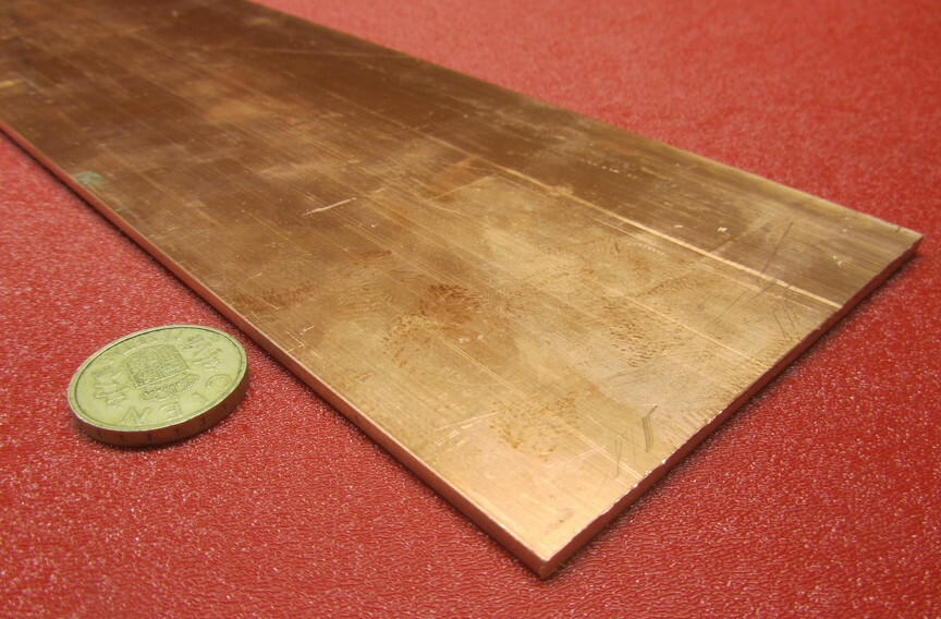 110 Copper Bar, Soft, Annealed .125″ Thick x 4.0″ Wide x 24.0″ Length