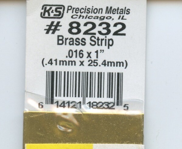 12 in BRASS STRIP 1×2/125in (25.40×0.41mm) K&S Engineering #8232 NEW